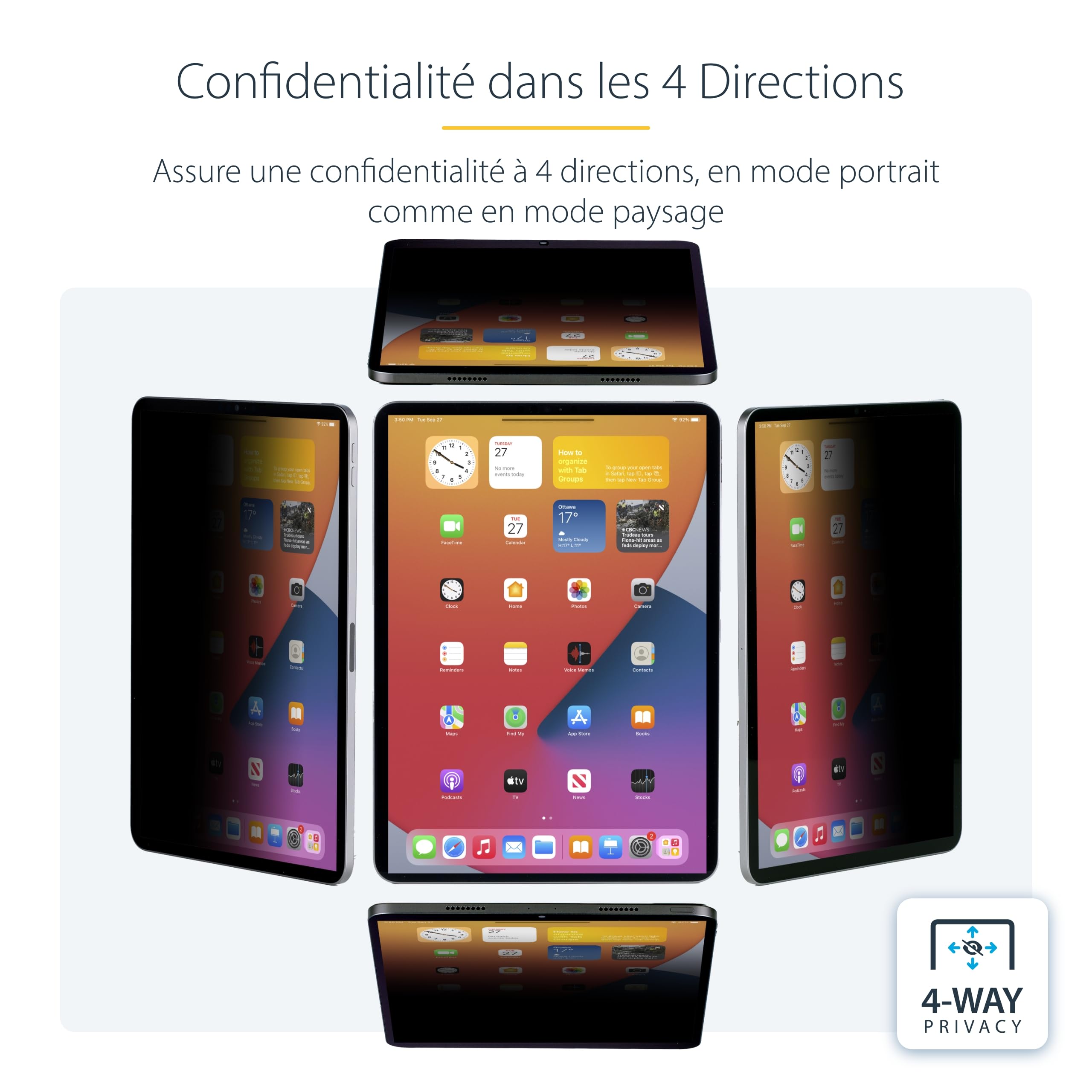 startech-com-filtre-de-confidentialit-4-voies-pour-ipad-pro-11-pouces-tactile image 3