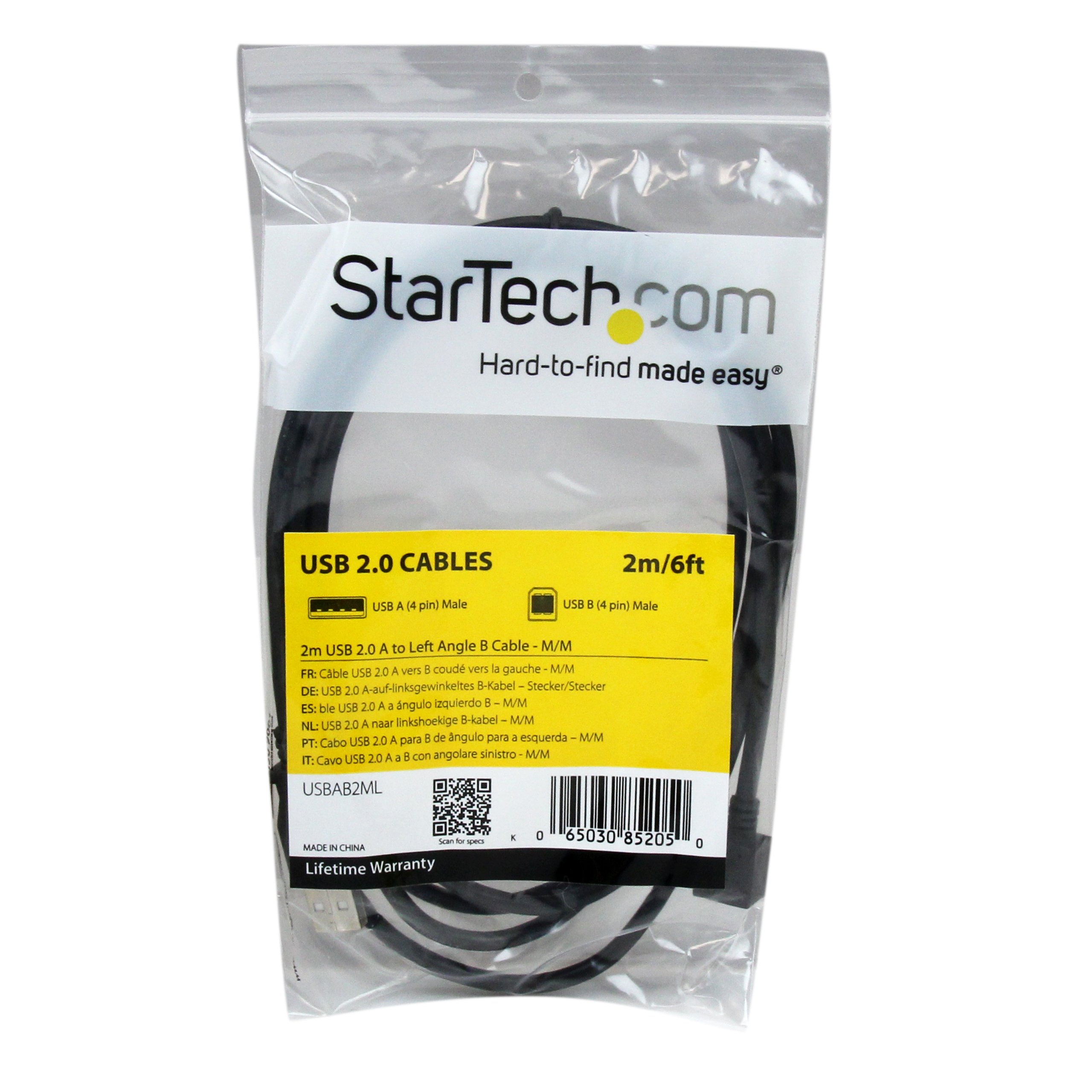 startech-com-c-ble-usb-2-0-usb-a-vers-usb-b-coud-gauche-2m-noir image 6