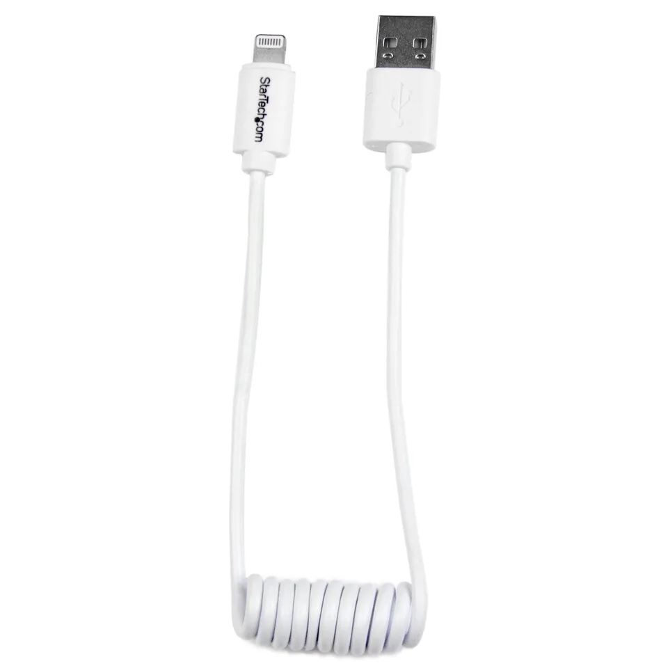 startech-com-c-ble-apple-lightning-vers-usb-spiral-30-cm-blanc-m-m image 1
