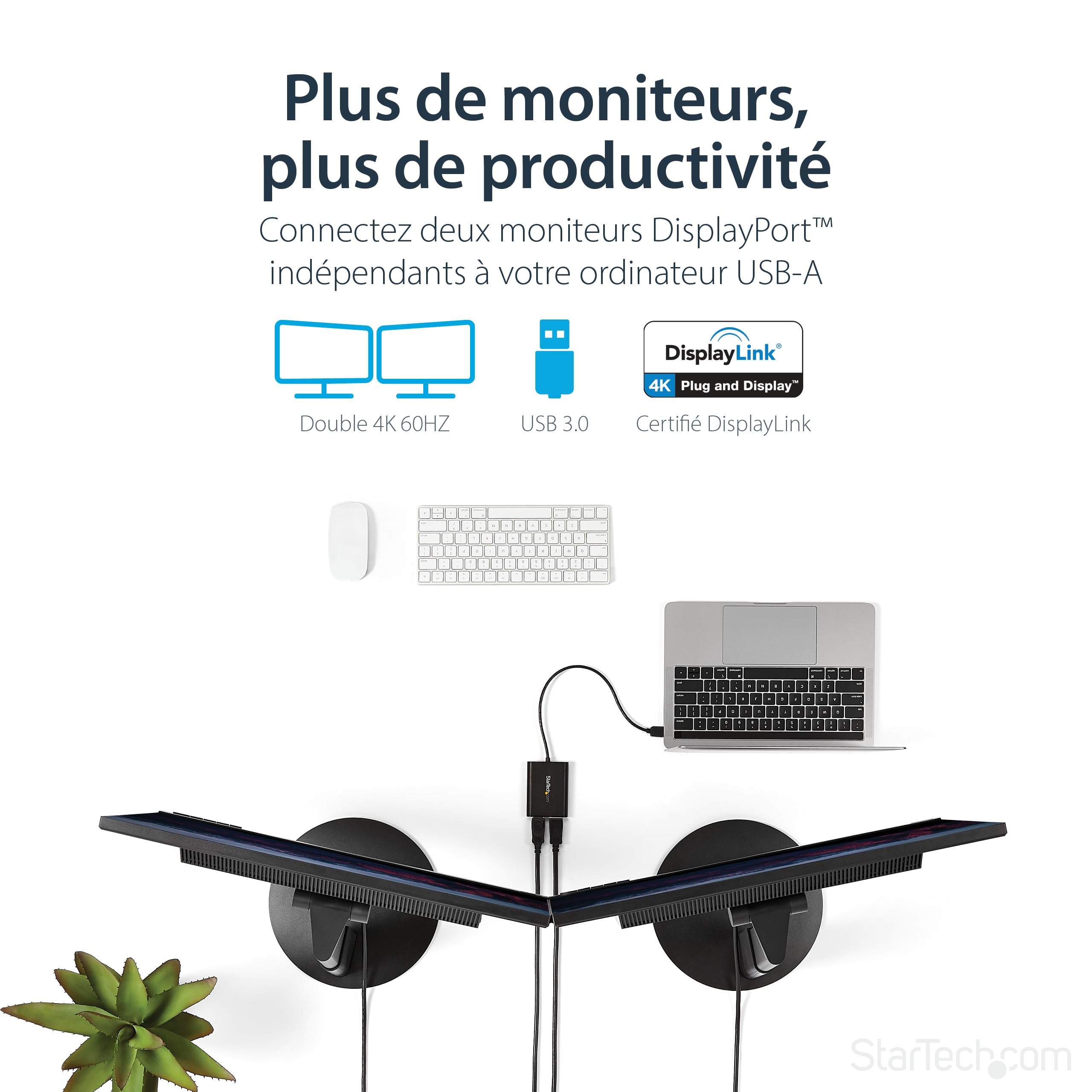 startech-com-usb32dp24k60-adaptateur-usb-3-0-vers-double-displayport-4k-60hz image 2