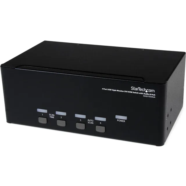 startech-com-switch-kvm-dvi-4-ports-triple-cran-1920x1200-avec-hub-usb-2-0-et-au image 1