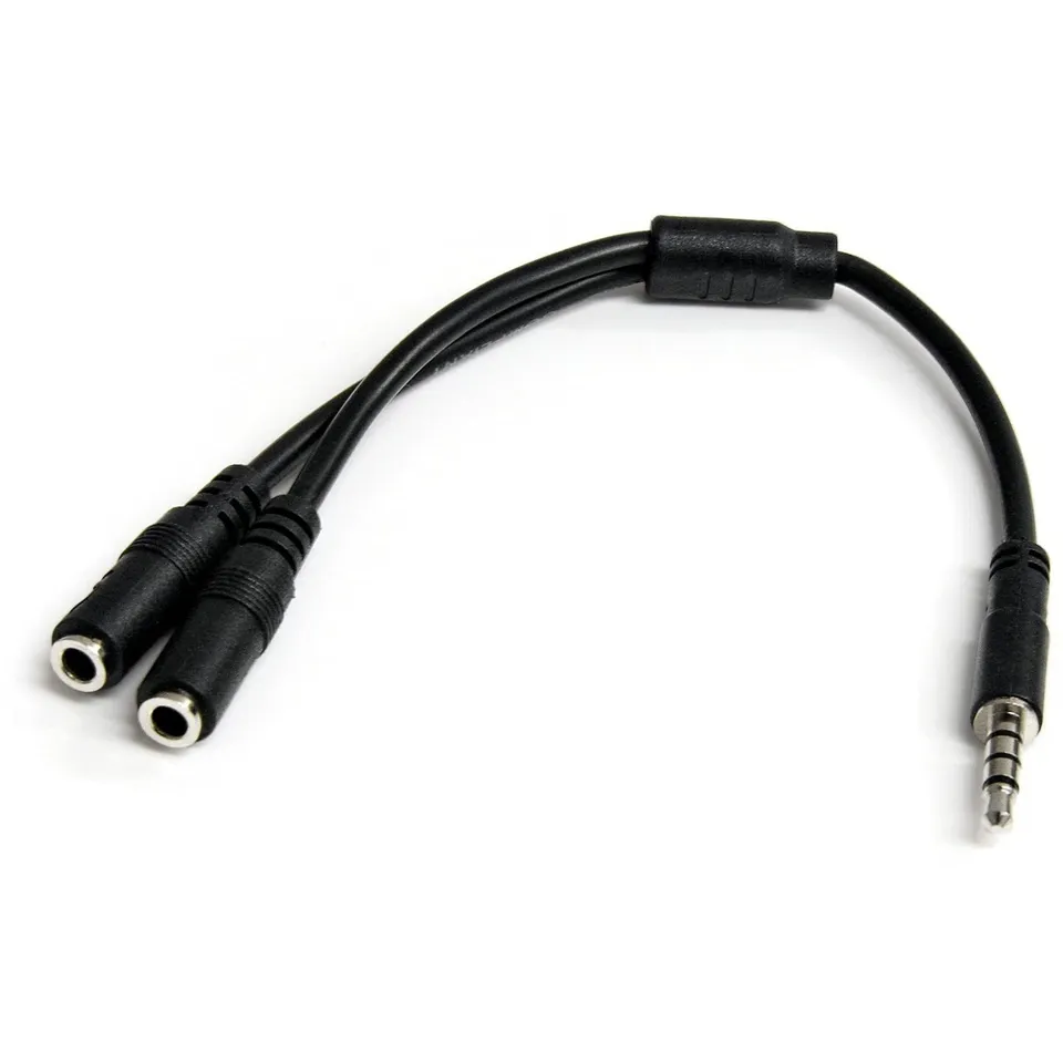 startech-com-muyhsmff-adaptateur-casque-micro-jack-3-5mm-m-vers-2x-f-noir image 1