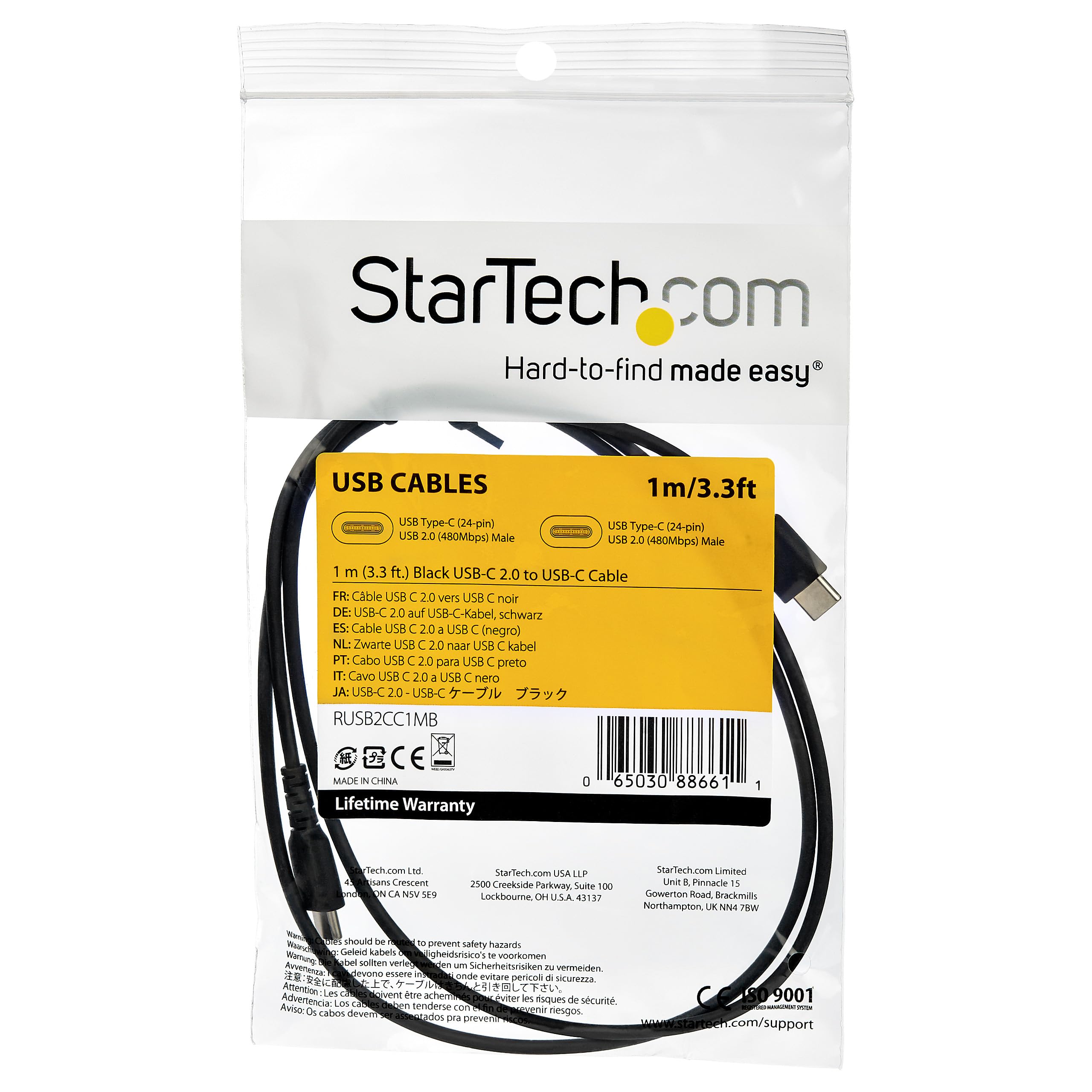 startech-com-c-ble-usb-a-vers-usb-c-1-m-3a-usb-2-0-robuste-noir-kevlar image 6