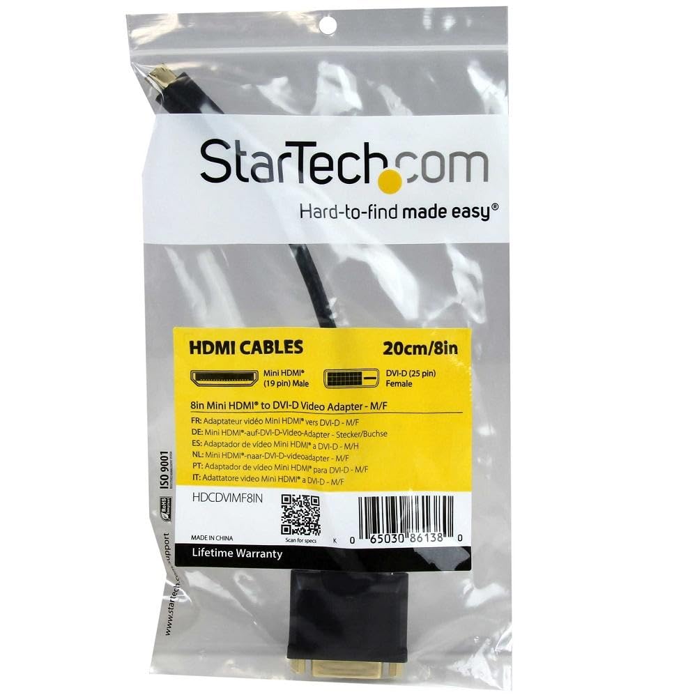 startech-com-hdcdvimf8in-c-ble-adaptateur-mini-hdmi-vers-dvi-d-20cm image 3