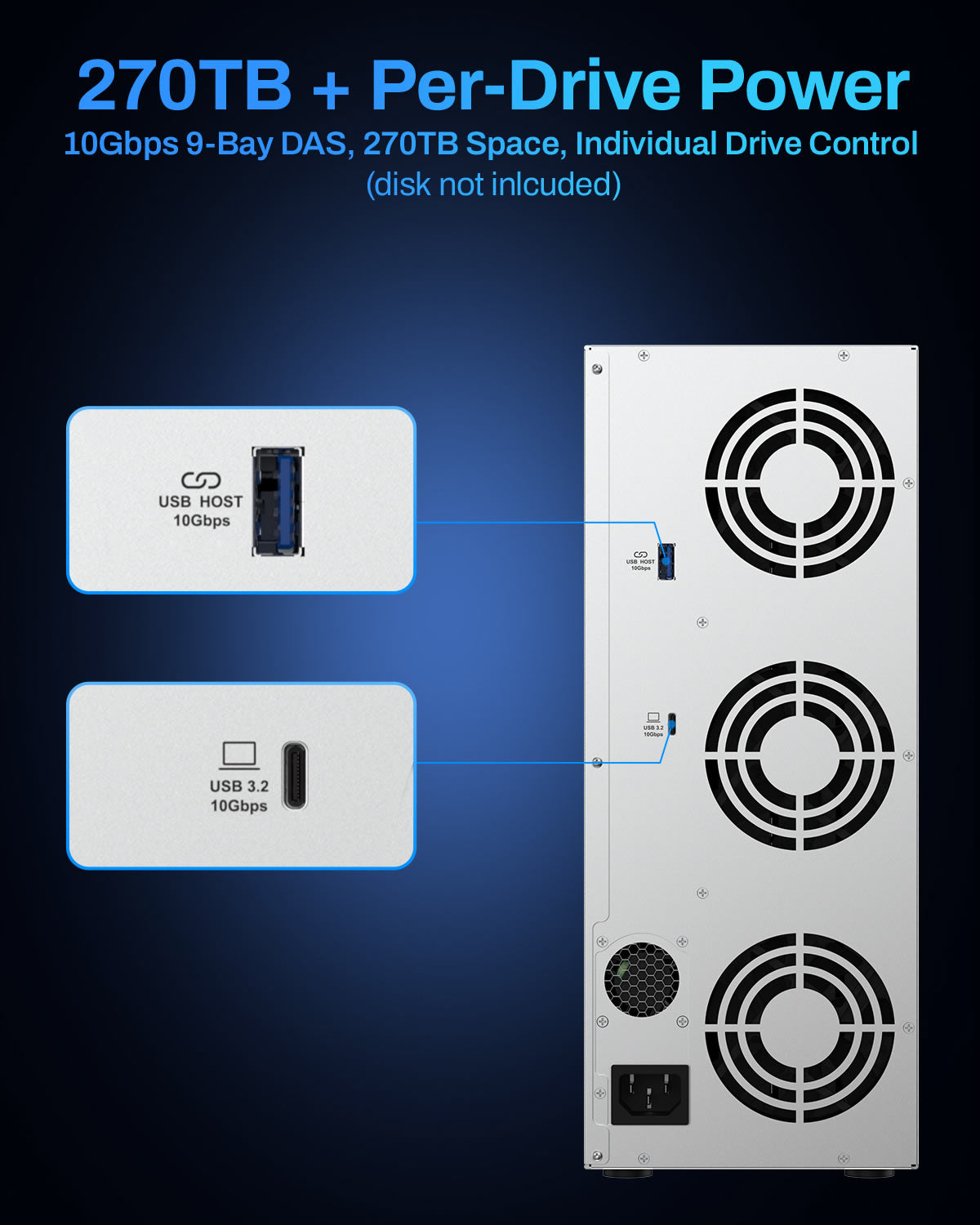 terramaster-d9-320-bo-tier-das-9-baies-usb-3-2-gen2-10-gb-s image 2