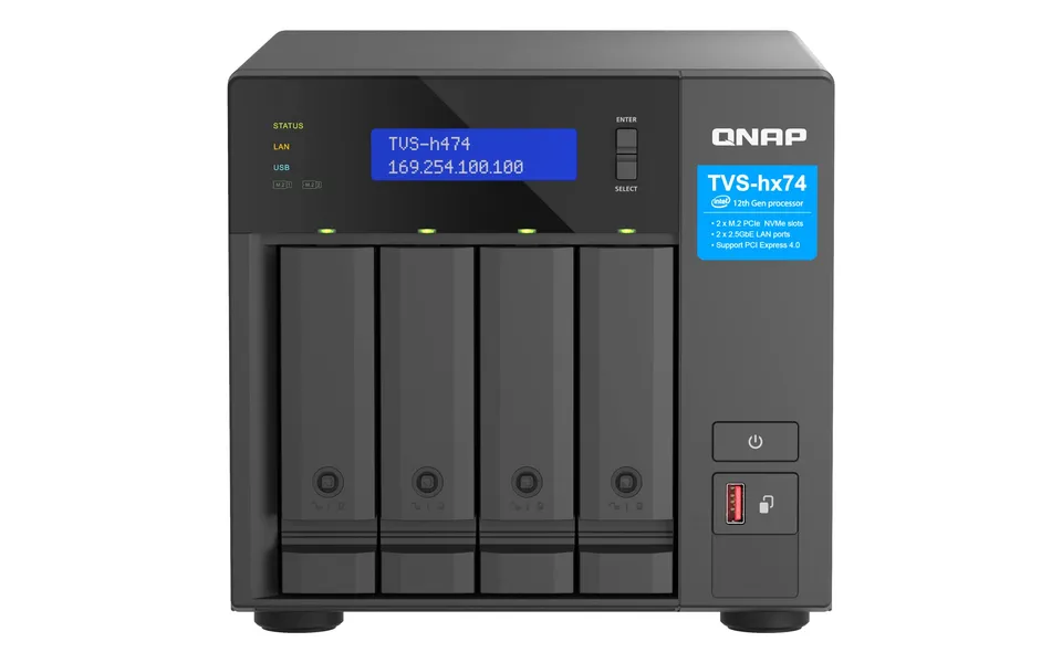 qnap-tvs-h474-pt-8g-serveur-nas-tour-4-baies-intel-pentium-gold-g7400 image 1