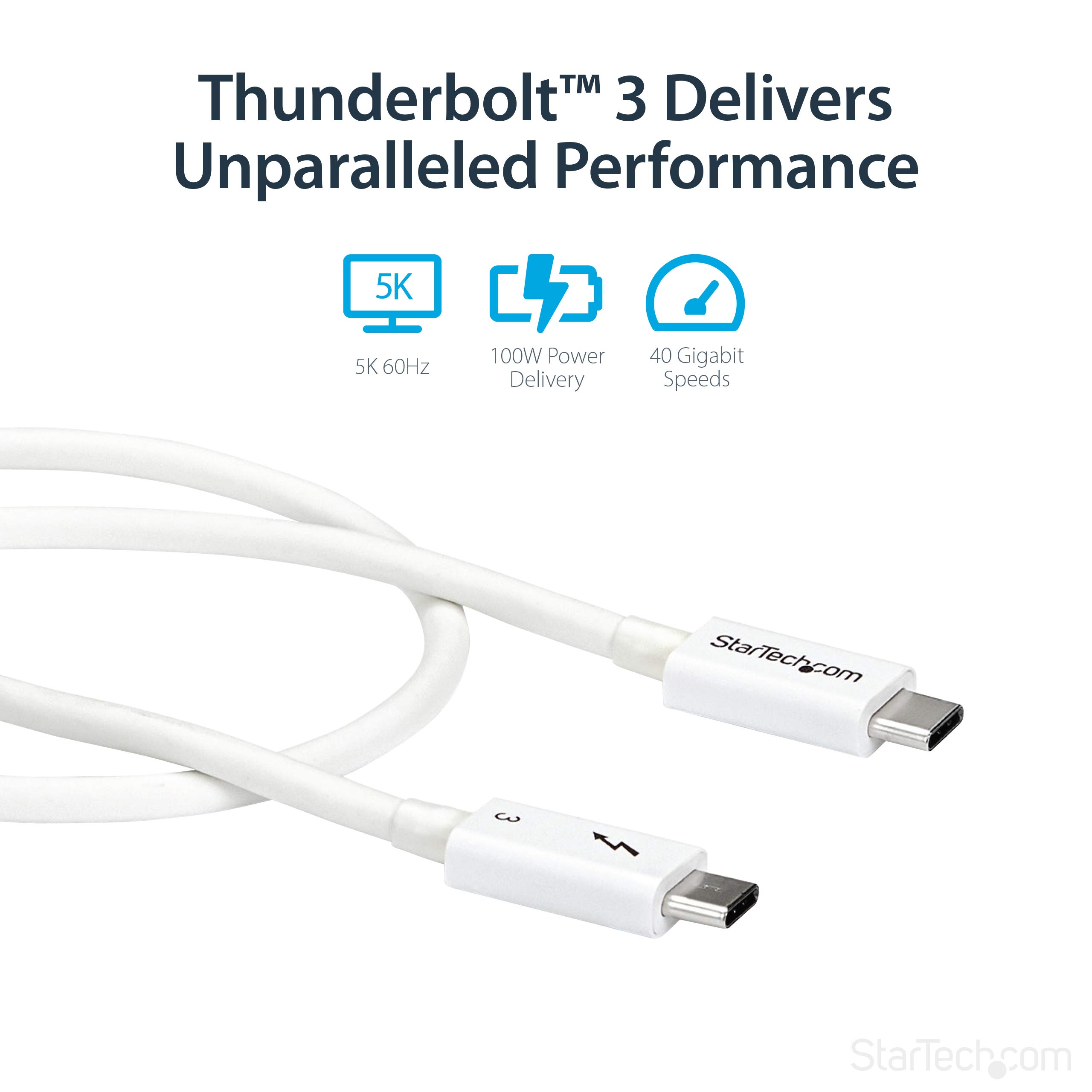 startech-com-c-ble-thunderbolt-3-passif-0-5m-40gbps-100w-pd-usb-c-blanc image 3
