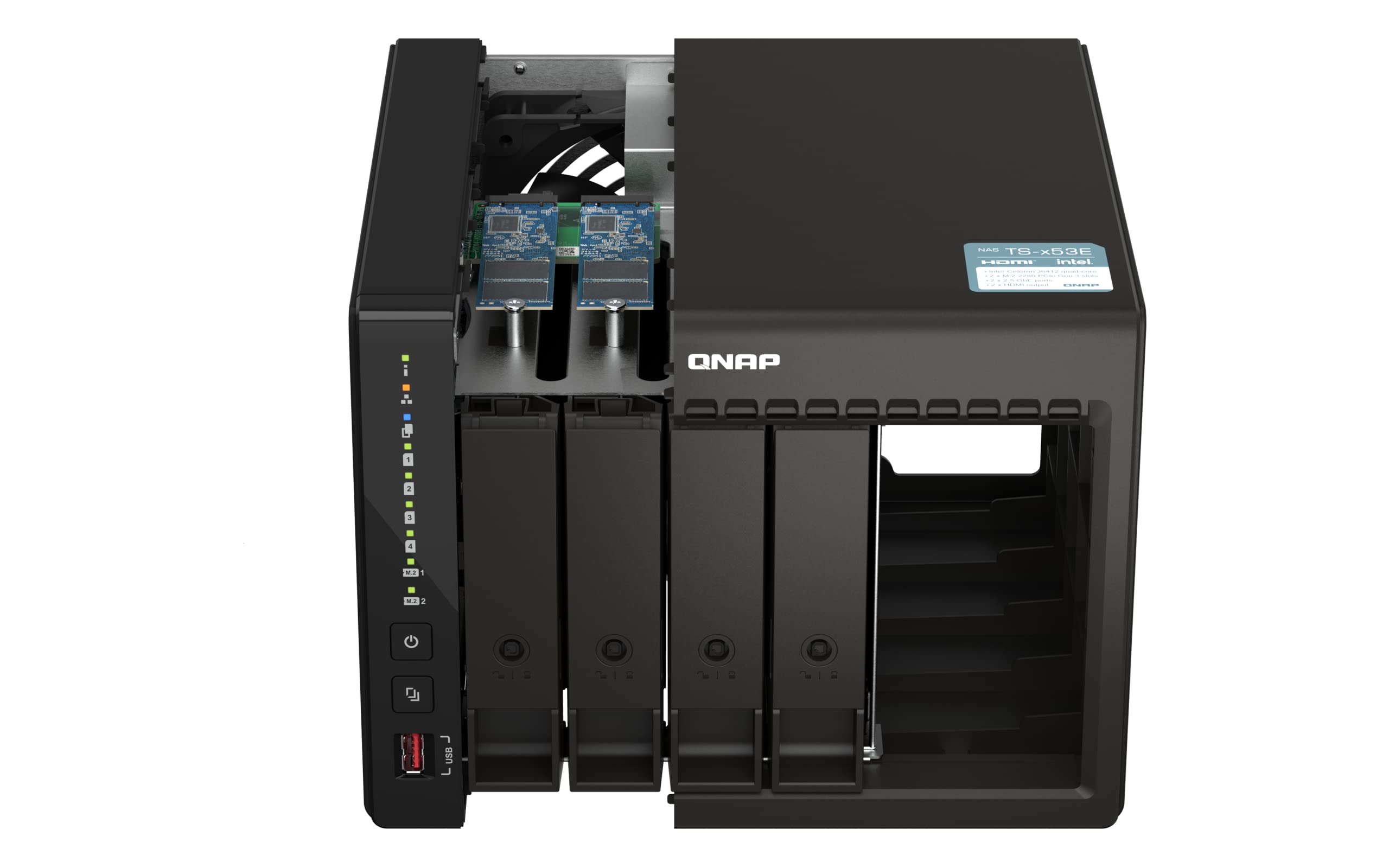 qnap-ts-453e-8g-serveur-nas-tour-4-baies-intel-celeron-2-5gbe-8go-ram image 3
