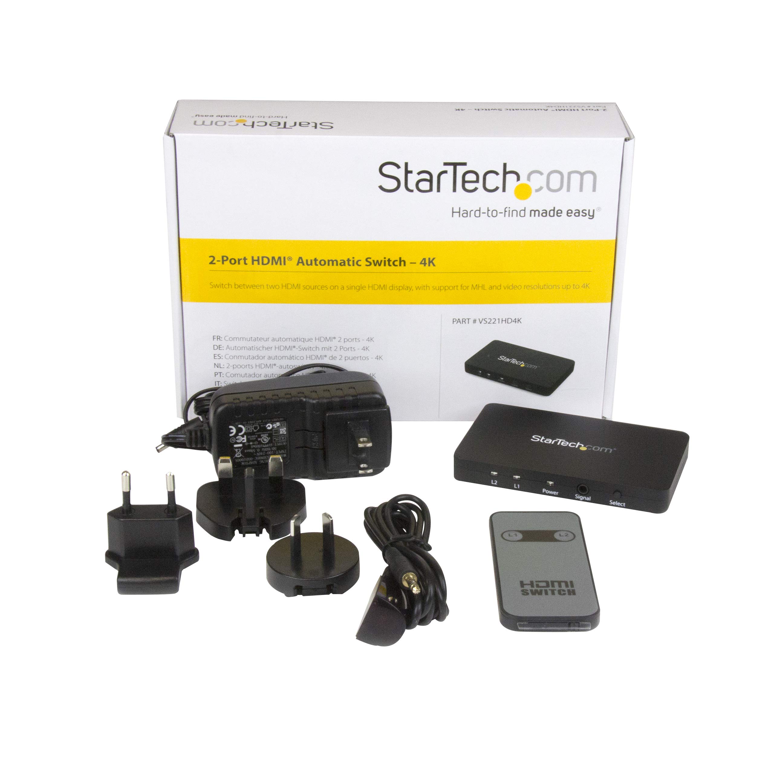 startech-com-vs221hd4k-switch-hdmi-2-ports-4k-30hz-avec-mhl-aluminium image 4