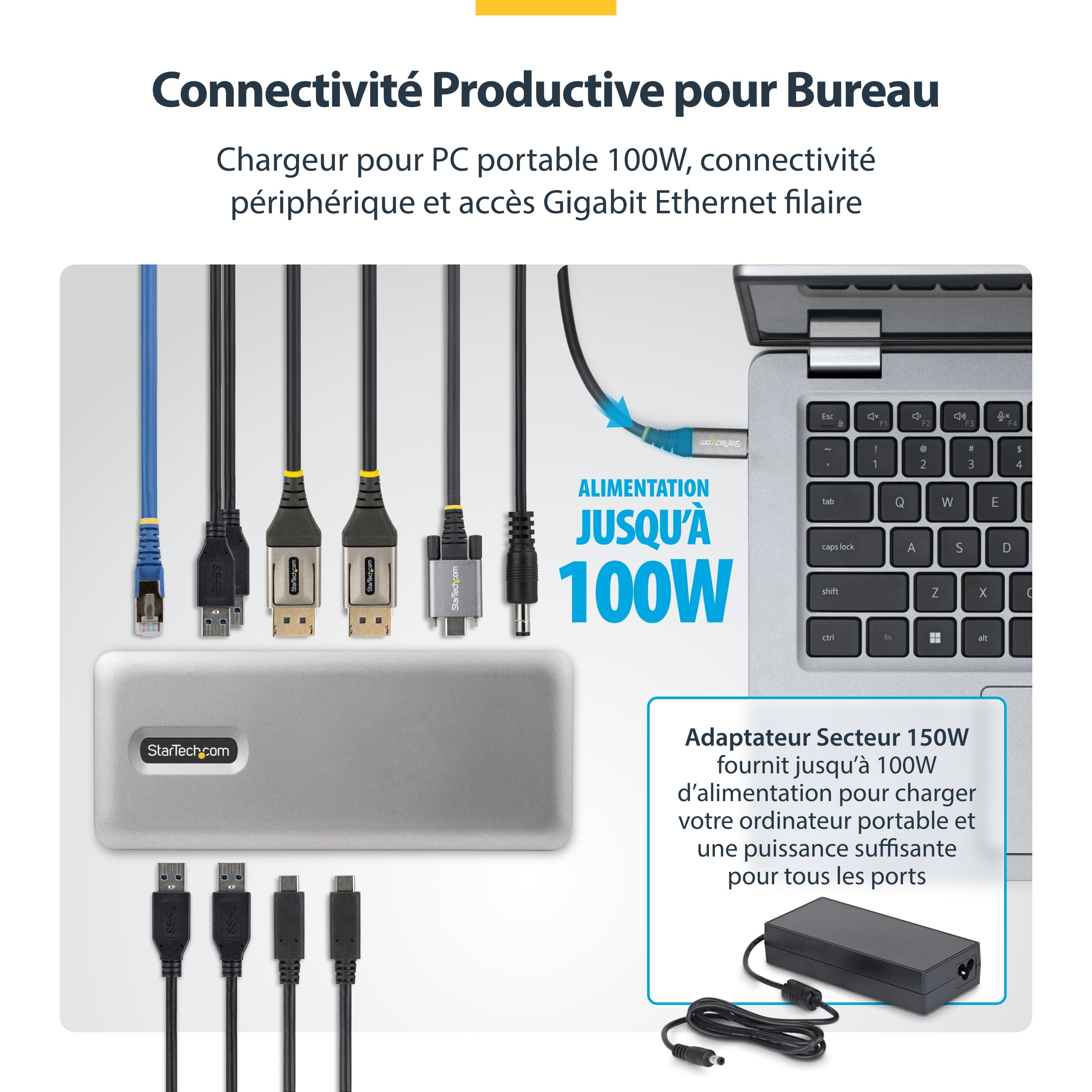 startech-com-dock-usb-c-double-dp-4k-60hz-100w-verrouillable-sans-pilote image 4
