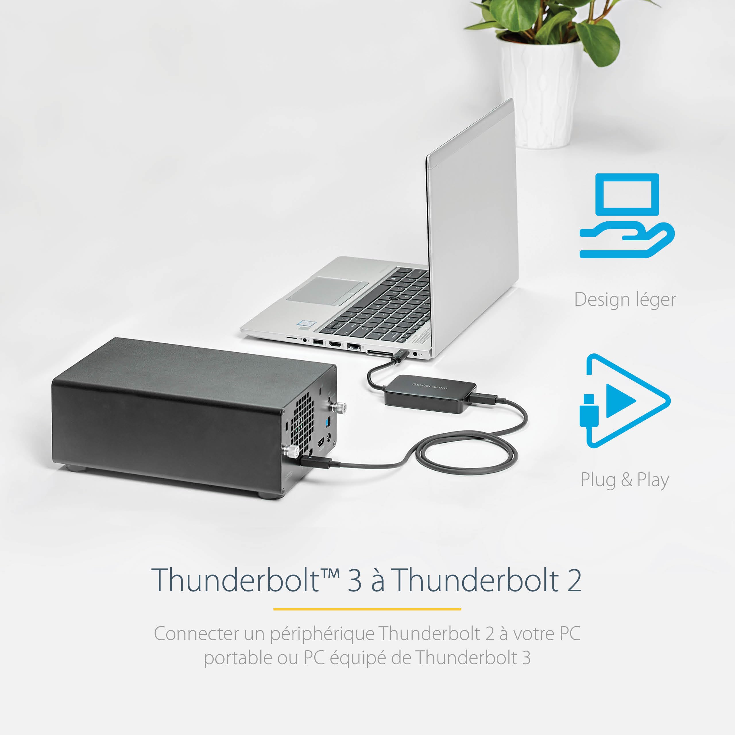 startech-com-tbt3tbtadap-adaptateur-thunderbolt-3-vers-thunderbolt-2-1-noir image 2