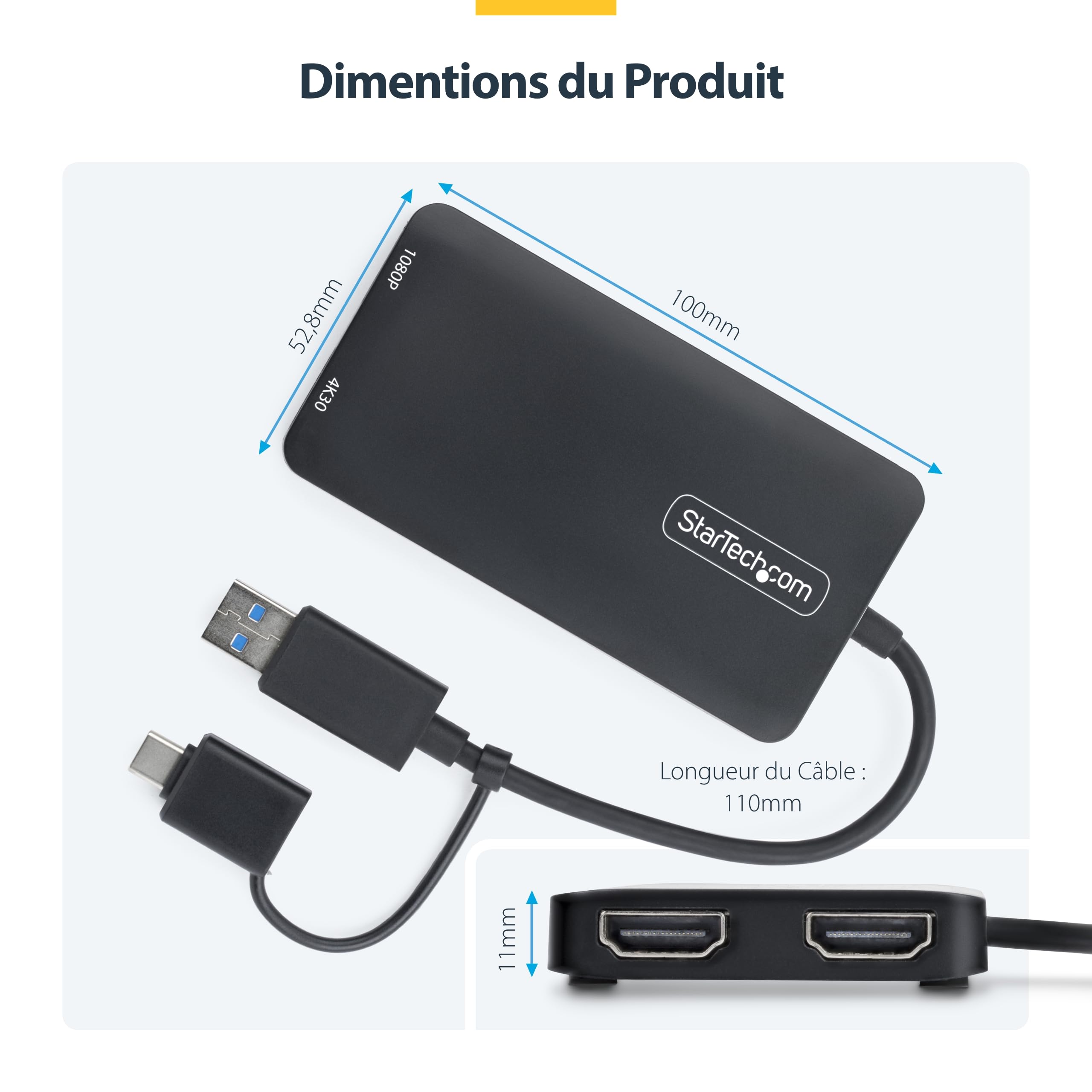 startech-com-adaptateur-usb-a-usb-c-vers-double-hdmi-4k30-1080p image 6
