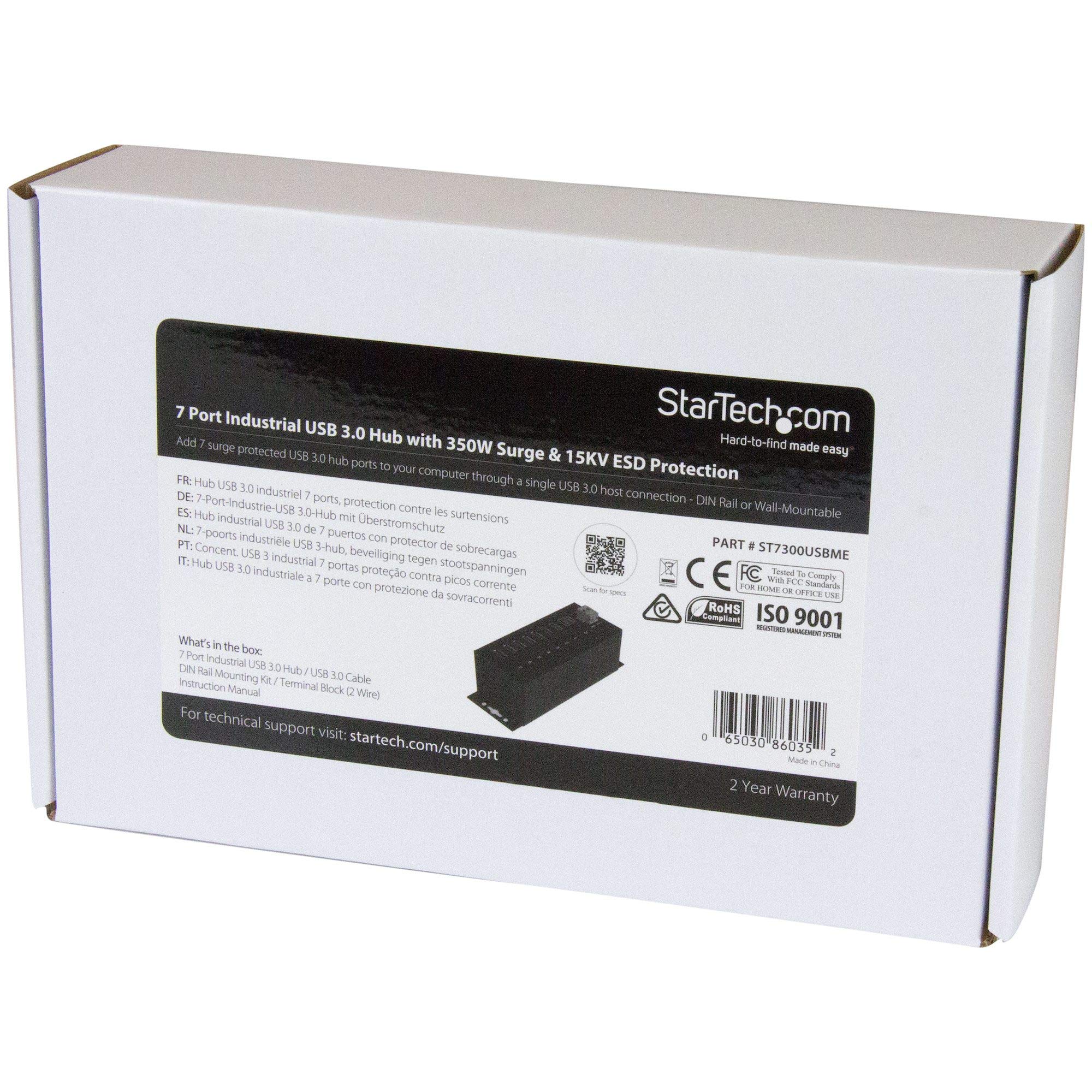 startech-com-hub-industriel-usb-3-0-7-ports-5gbps-m-tal-hb30a7ame image 6