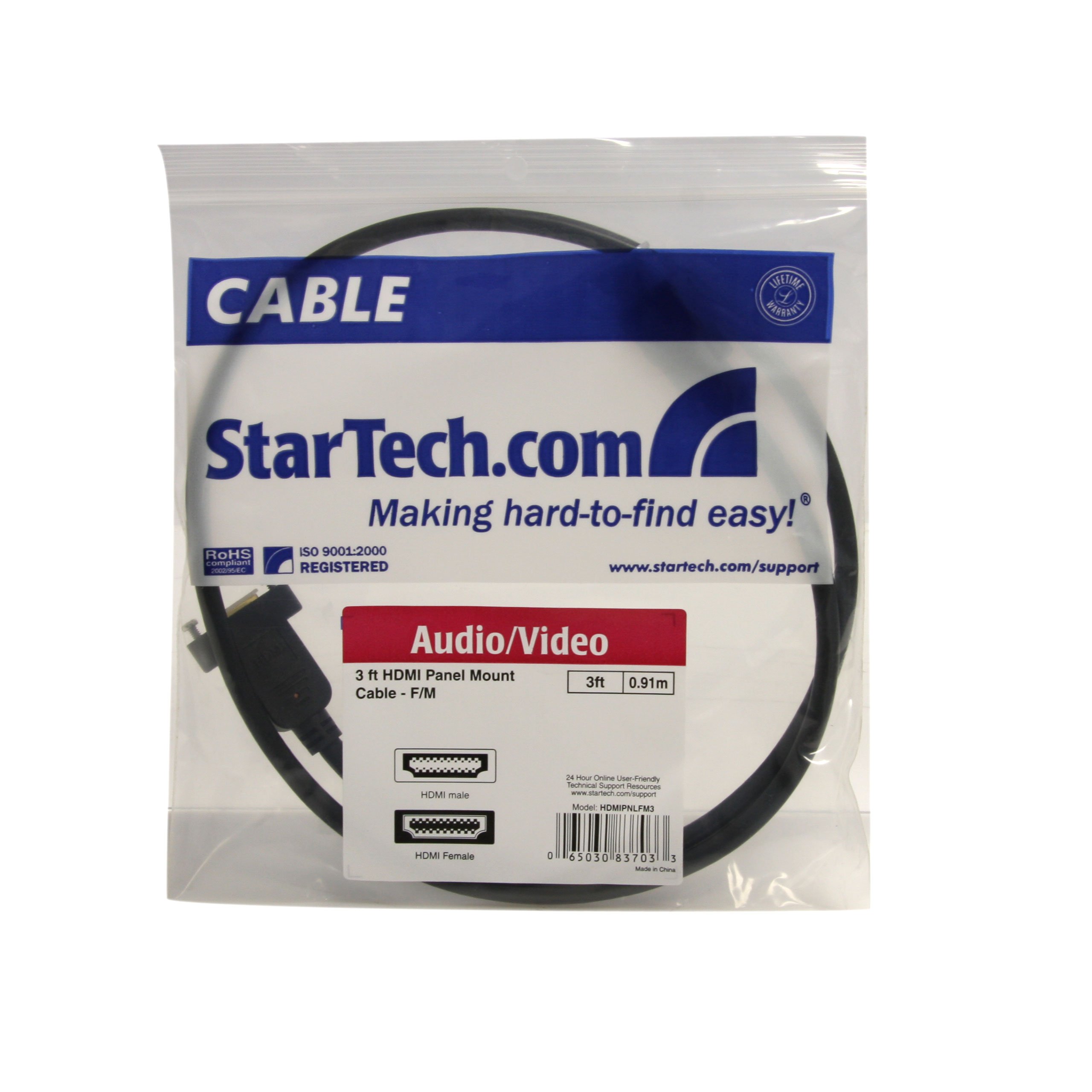 startech-com-hdmipnlfm3-c-ble-hdmi-panneau-0-9-m-4k-30hz-femelle-vers-m-le-noir image 4