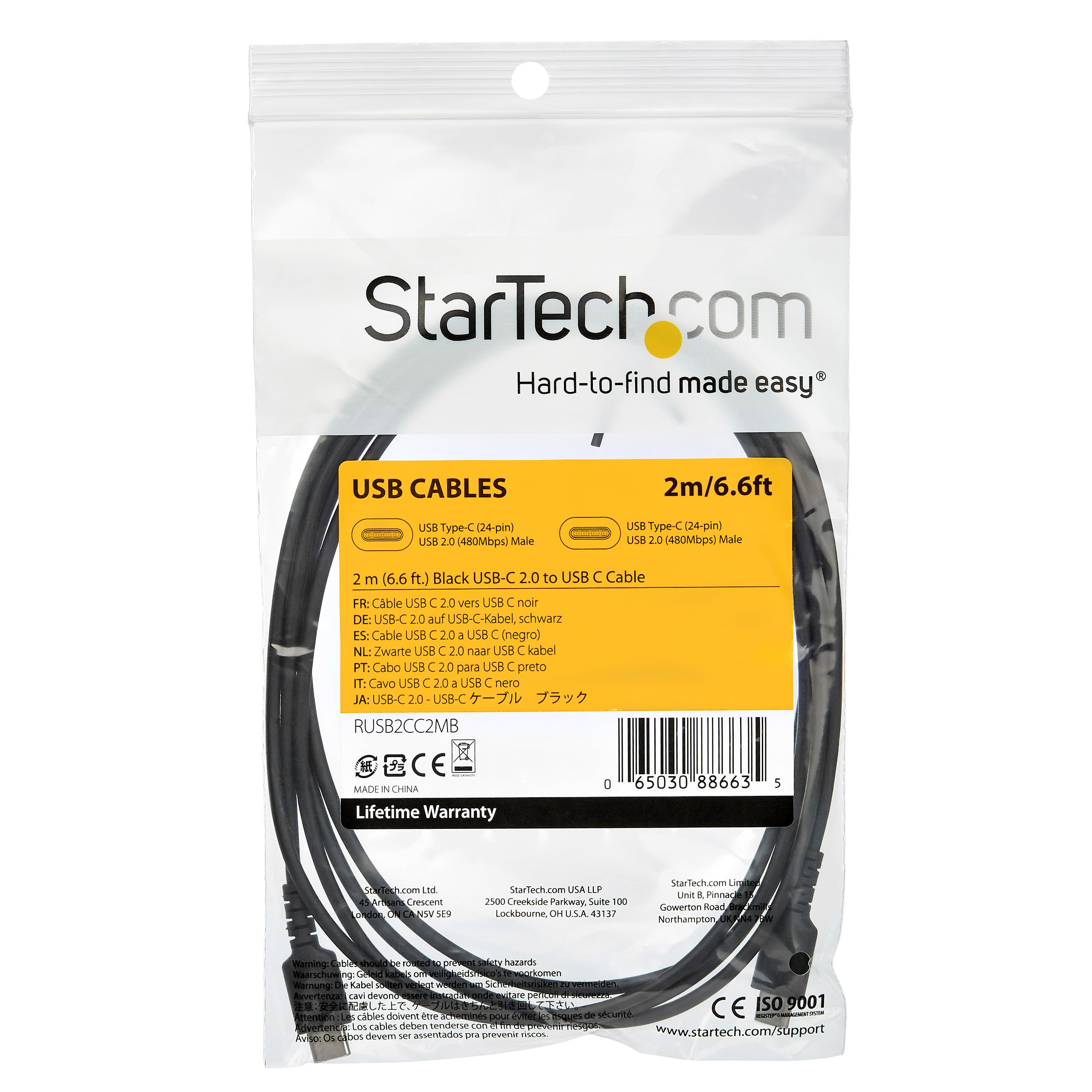 startech-com-rusb2cc2mb-c-ble-usb-c-vers-usb-c-2m-60w-gaine-tpe-fibre-aramide-no image 4