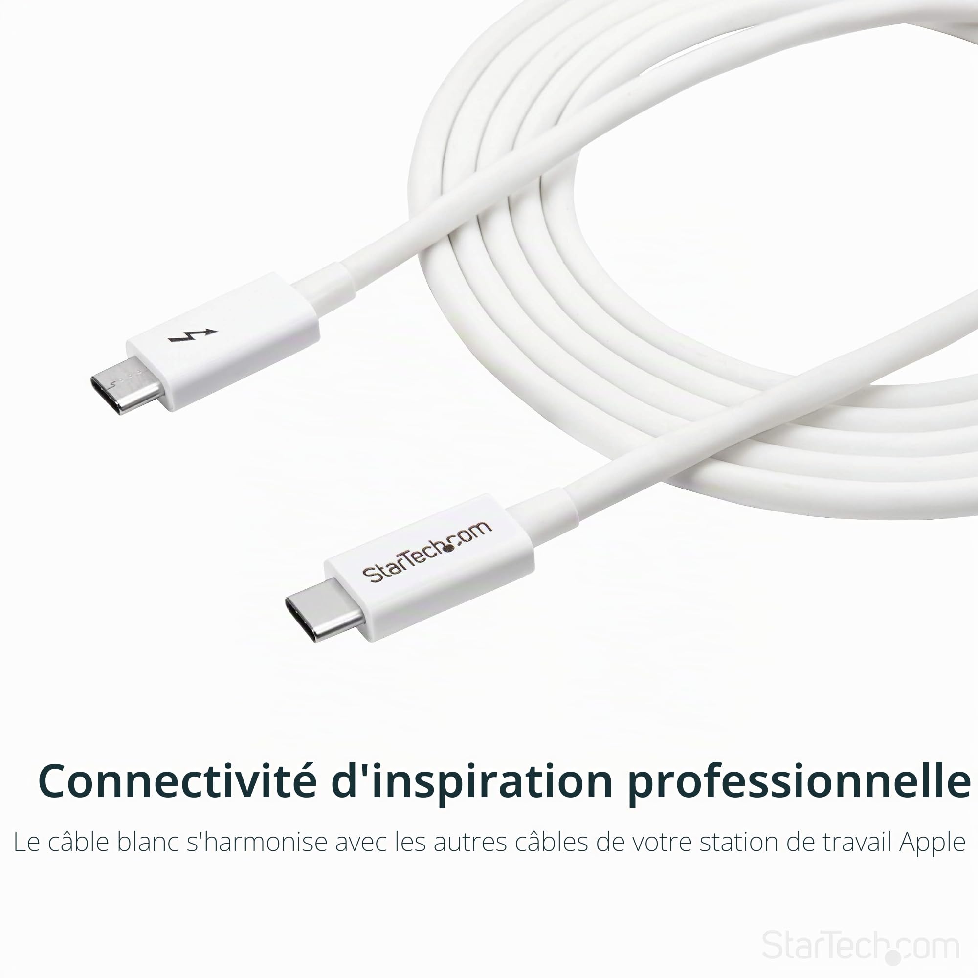 startech-c-ble-thunderbolt-3-passif-2-m-20gbps-100w-pd-4k-usb-c-blanc image 6