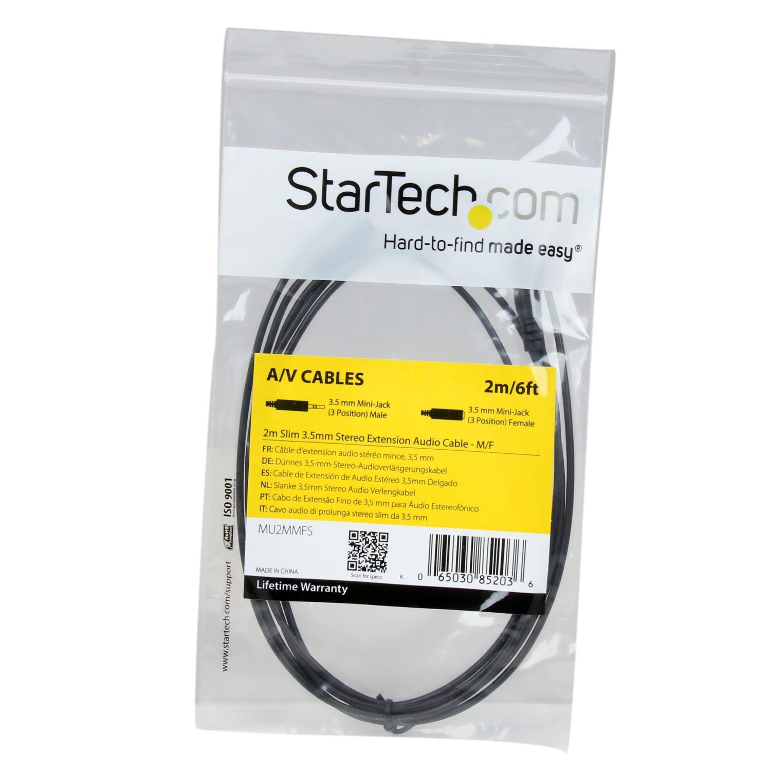 startech-com-mu2mmfs-c-ble-extension-audio-slim-3-5mm-m-le-vers-femelle-2m image 4