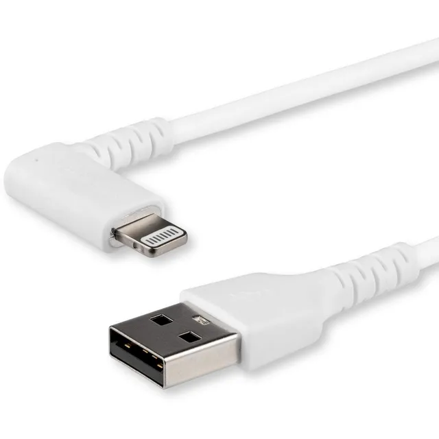 startech-com-c-ble-coud-90-usb-a-vers-lightning-2-m-blanc-mfi-rusbltmm2mwr image 1