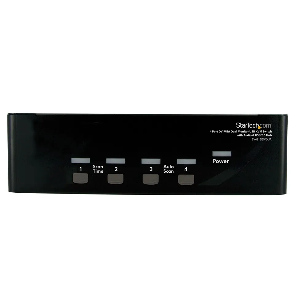 startech-com-switch-kvm-dvi-et-vga-4-ports-double-cran-avec-hub-usb-et-audio image 1
