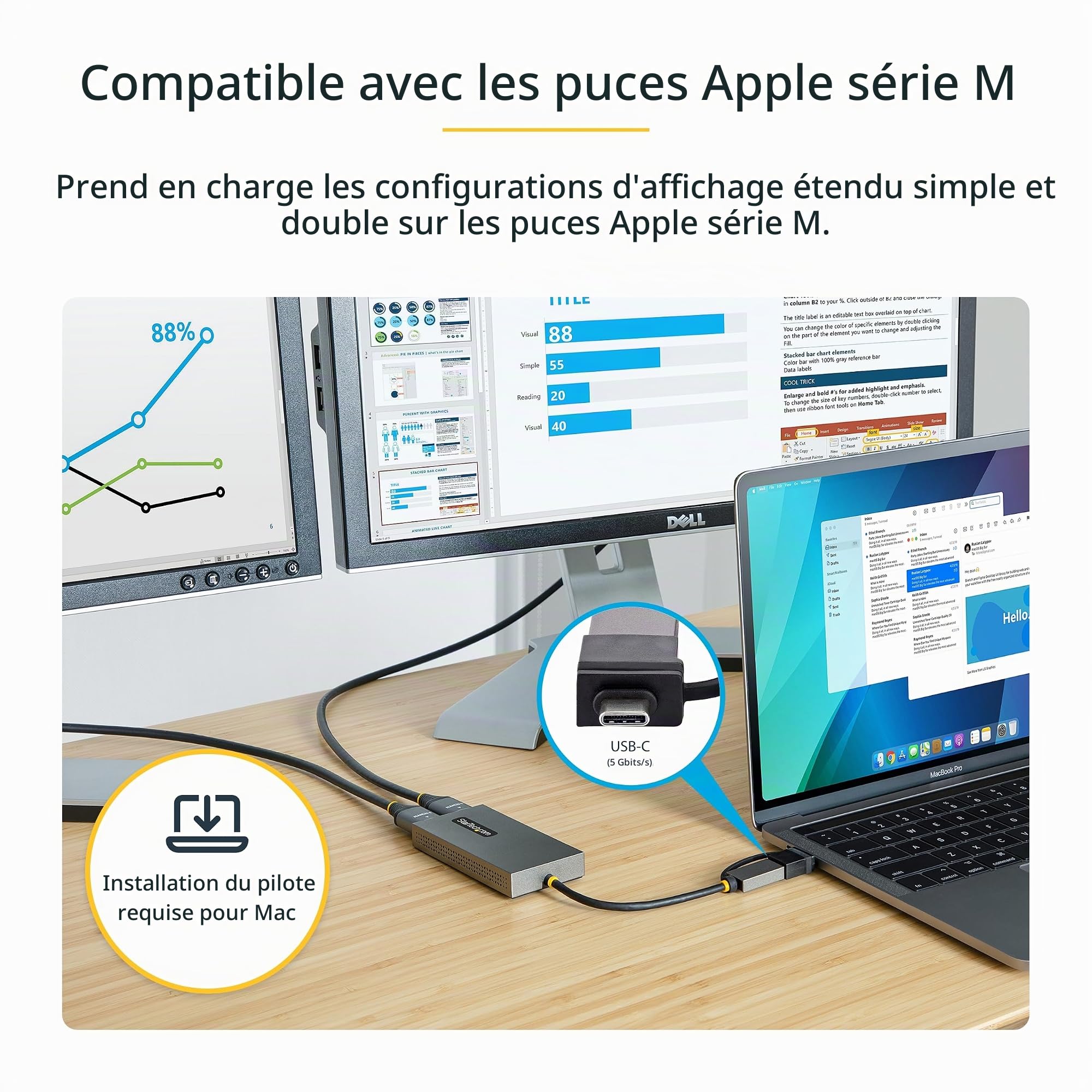 startech-com-convertisseur-usb-3-0-a-c-vers-2x-hdmi-4k30-1080p image 5