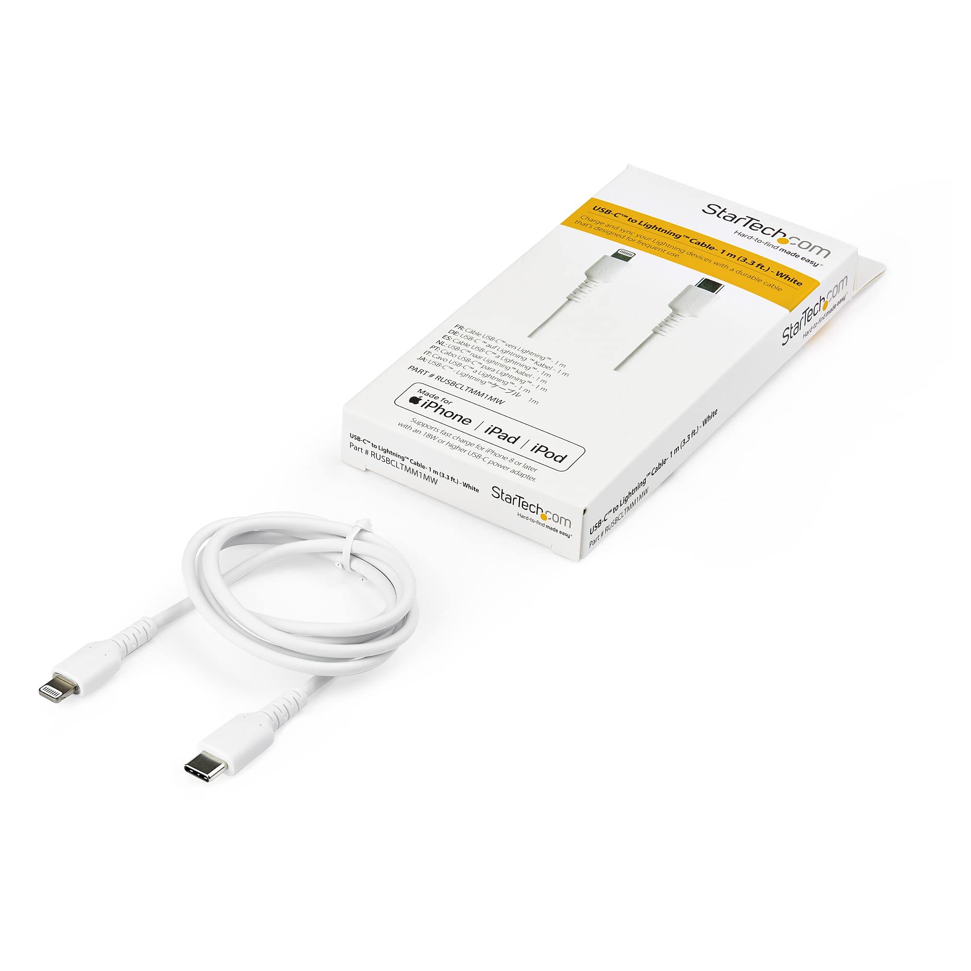 startech-com-c-ble-usb-c-vers-lightning-mfi-1m-blanc-robuste-rusbcltmm1mw image 5