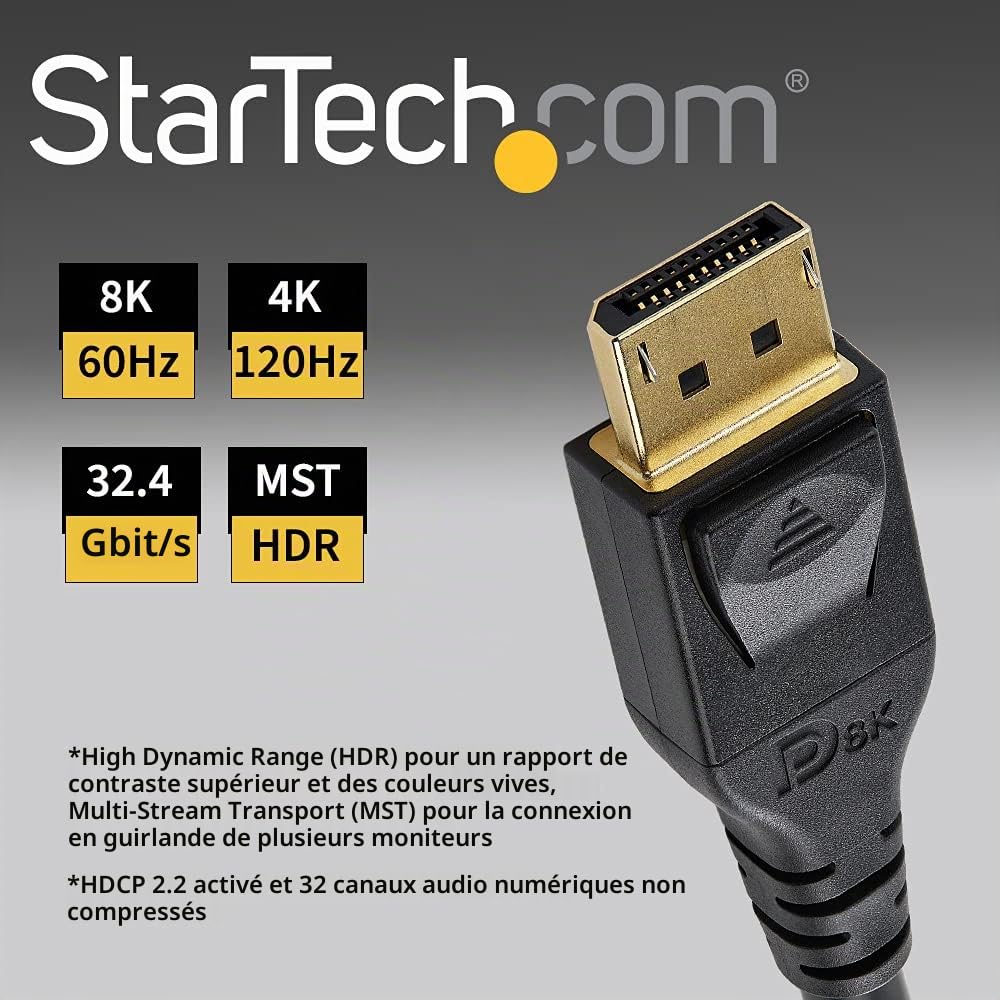 startech-com-c-ble-displayport-1-4-certifi-vesa-5m-8k-60hz-noir image 2