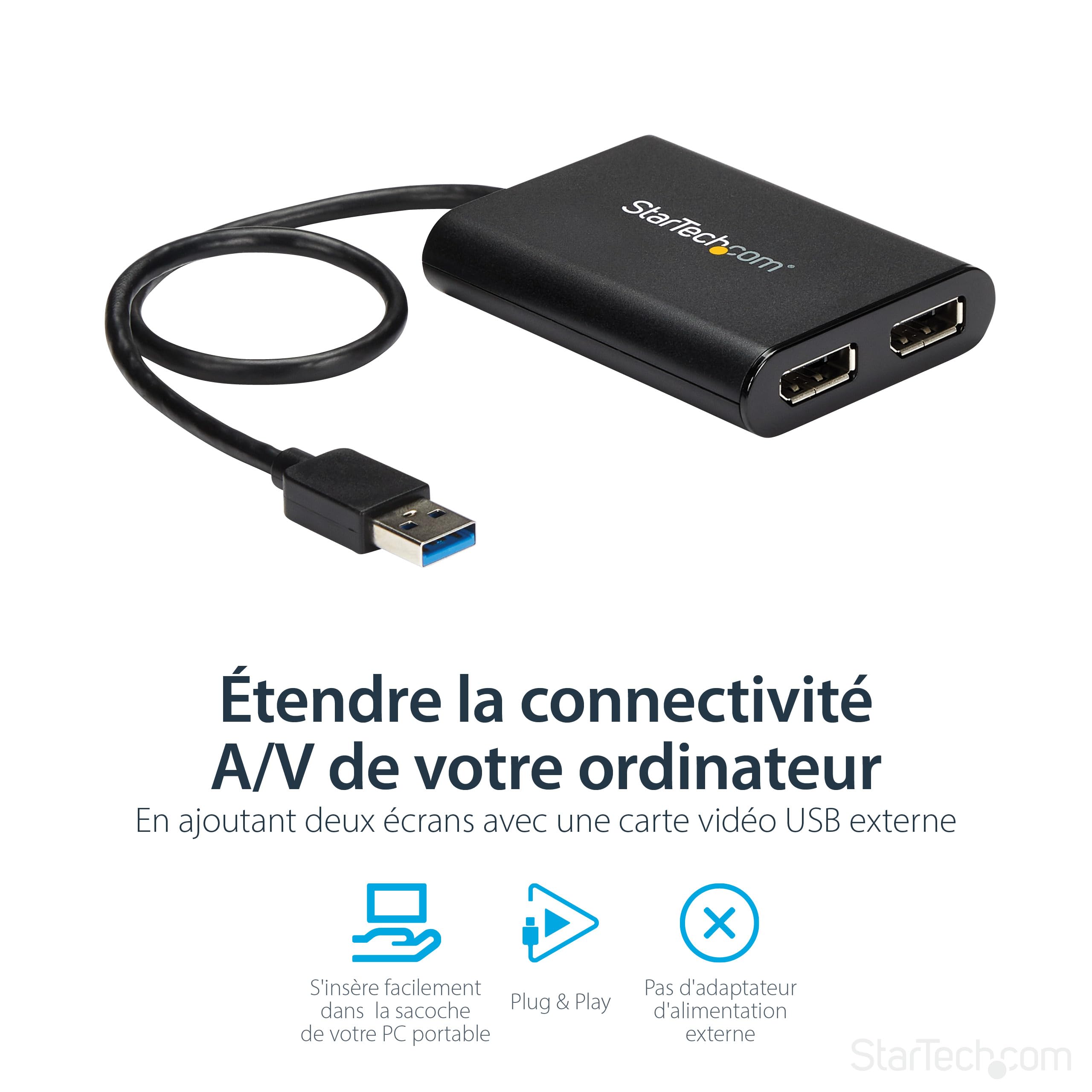 startech-com-usb32dp24k60-adaptateur-usb-3-0-vers-double-displayport-4k-60hz image 3