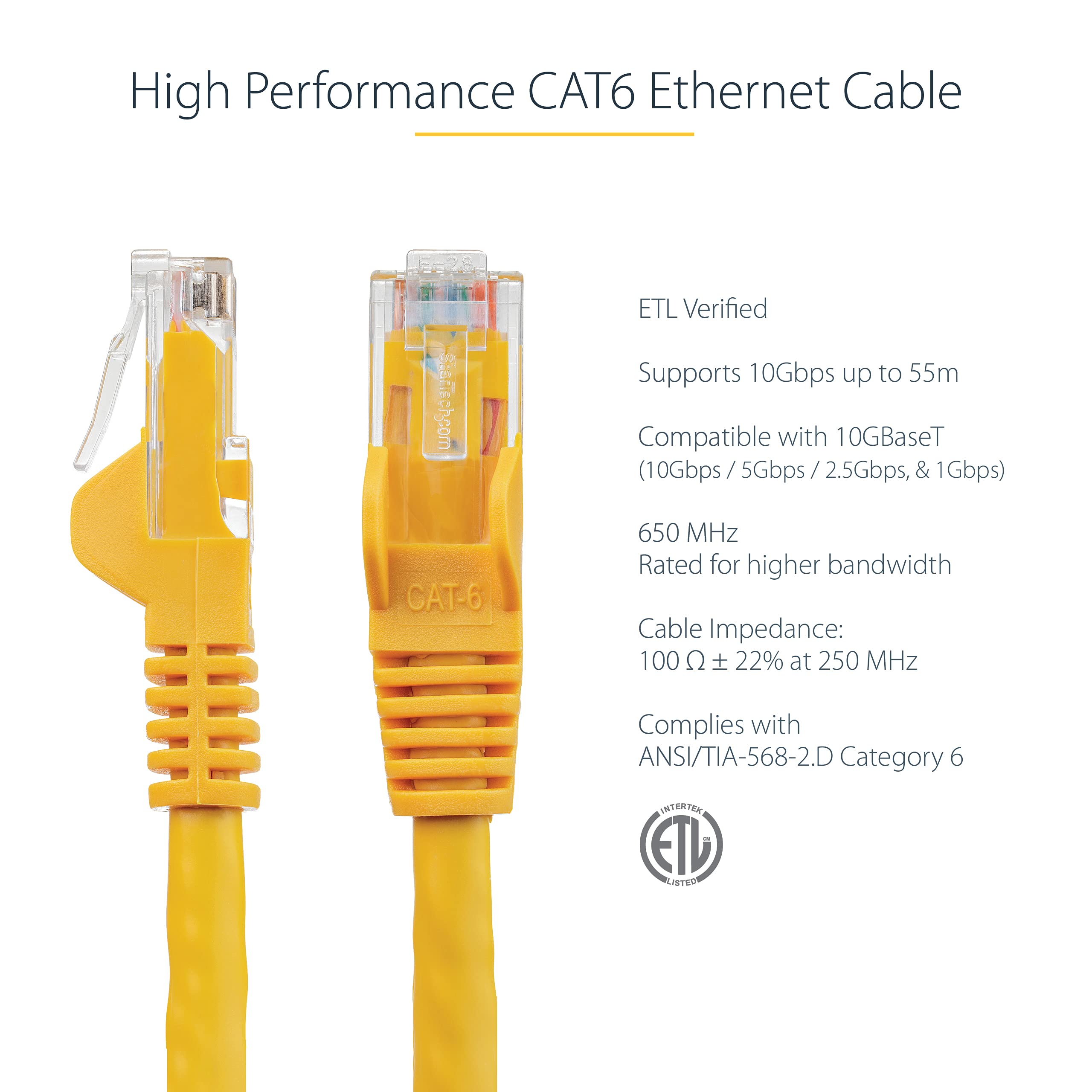 startech-com-c-ble-patch-cat6-utp-sans-accroc-2-1-m-jaune image 2