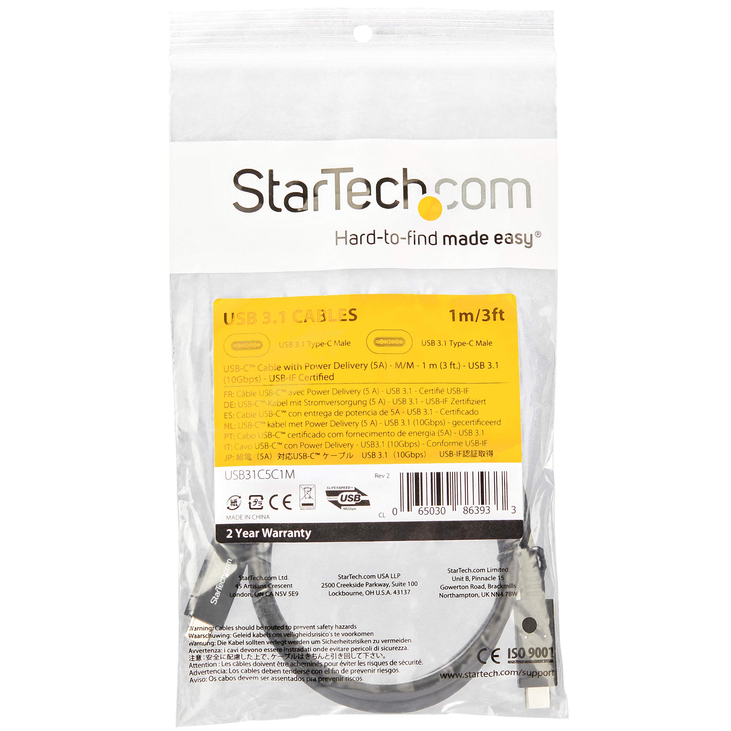 startech-com-c-ble-usb-c-1m-10-gbps-100w-pd-8k-60hz-certifi-usb-if image 4