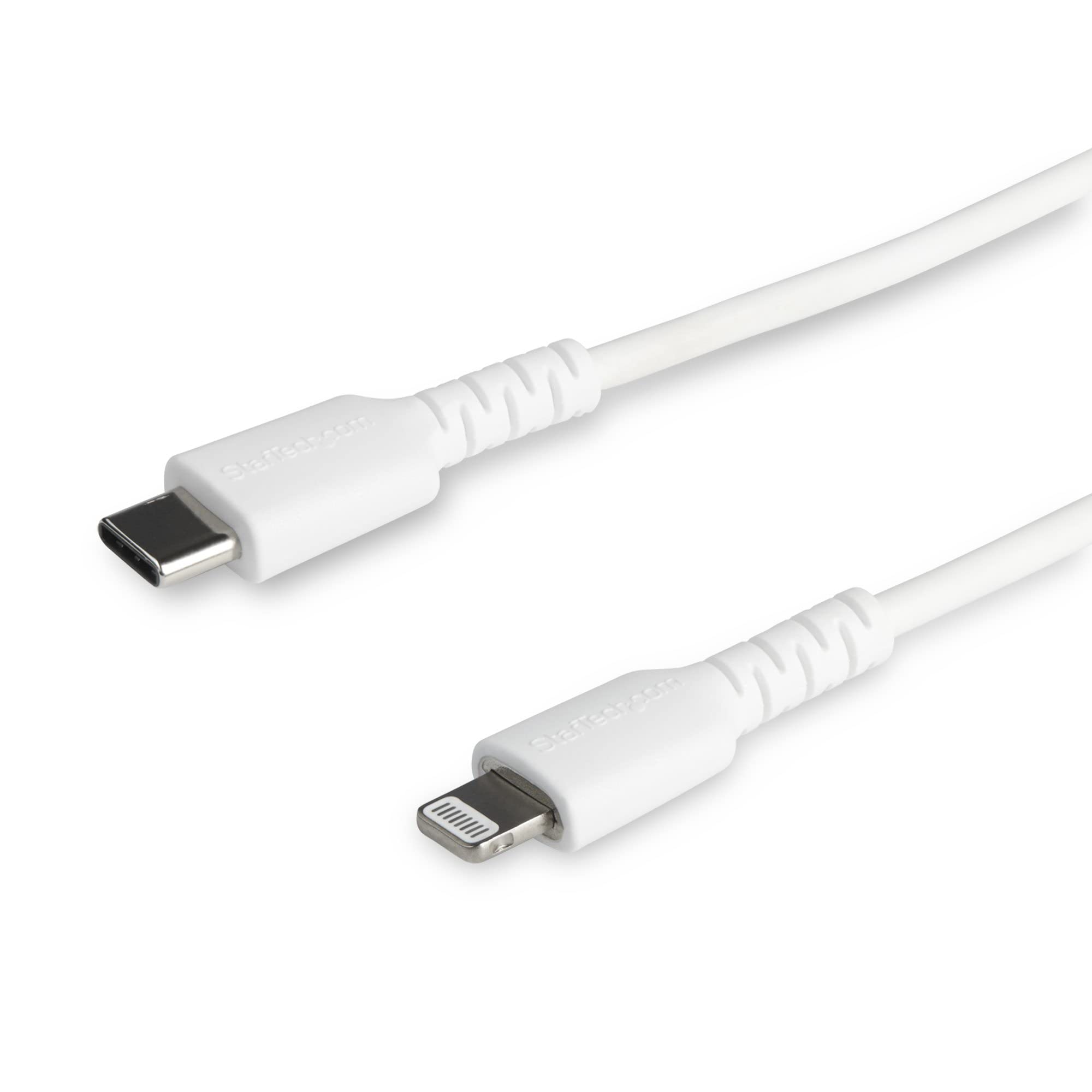 startech-com-rusbcltmm2mw-c-ble-usb-c-vers-lightning-2m-blanc-robuste-mfi-aramid image 1