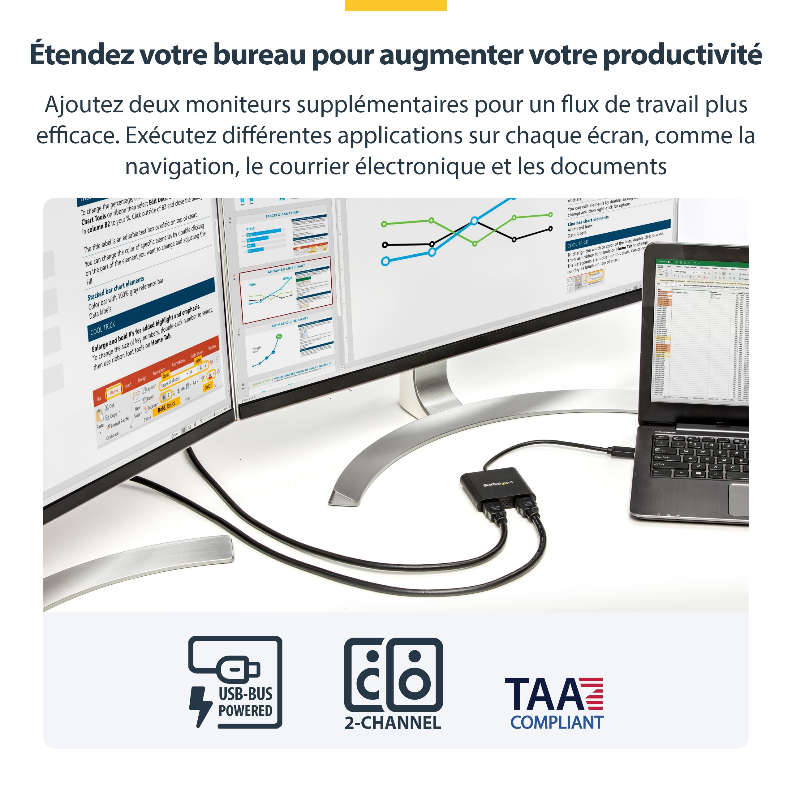 startech-com-adaptateur-usb-a-3-0-vers-double-hdmi-4k-1080p image 4