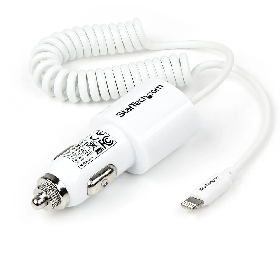startech-com-usblt2pcarw-chargeur-voiture-lightning-usb-21w-4-2a-blanc image 1