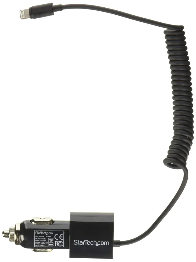 startech-com-usblt2pcarb-chargeur-voiture-double-lightning-usb-21w-4-2a-noir image 1