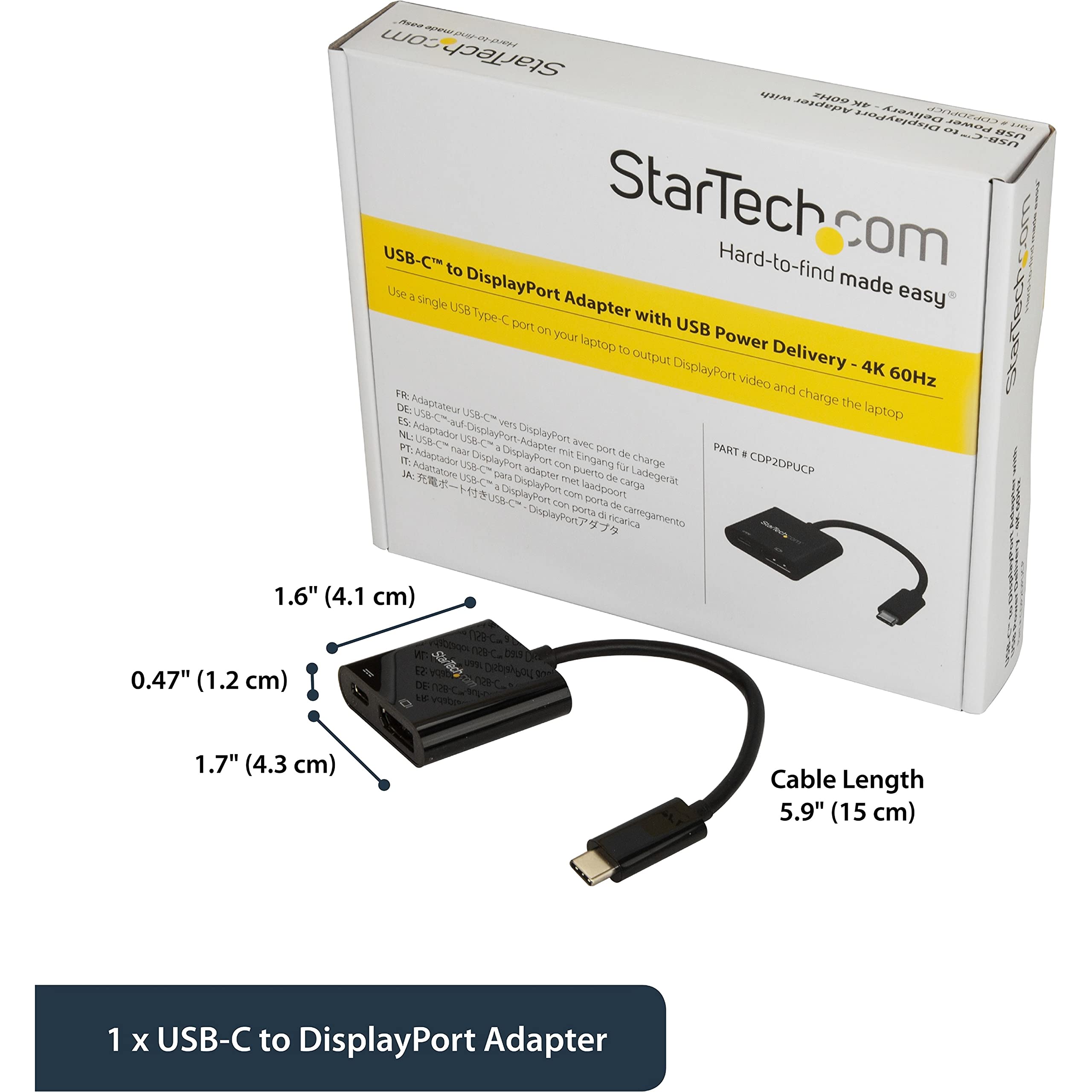 startech-com-adaptateur-usb-c-vers-displayport-1-2-4k-60hz-pd-60w-passthrough image 3
