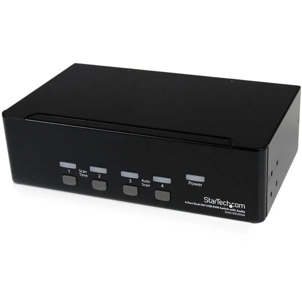 startech-com-sv431dd2dua-switch-kvm-usb-4-ports-double-dvi-2-crans-avec-audio image 1