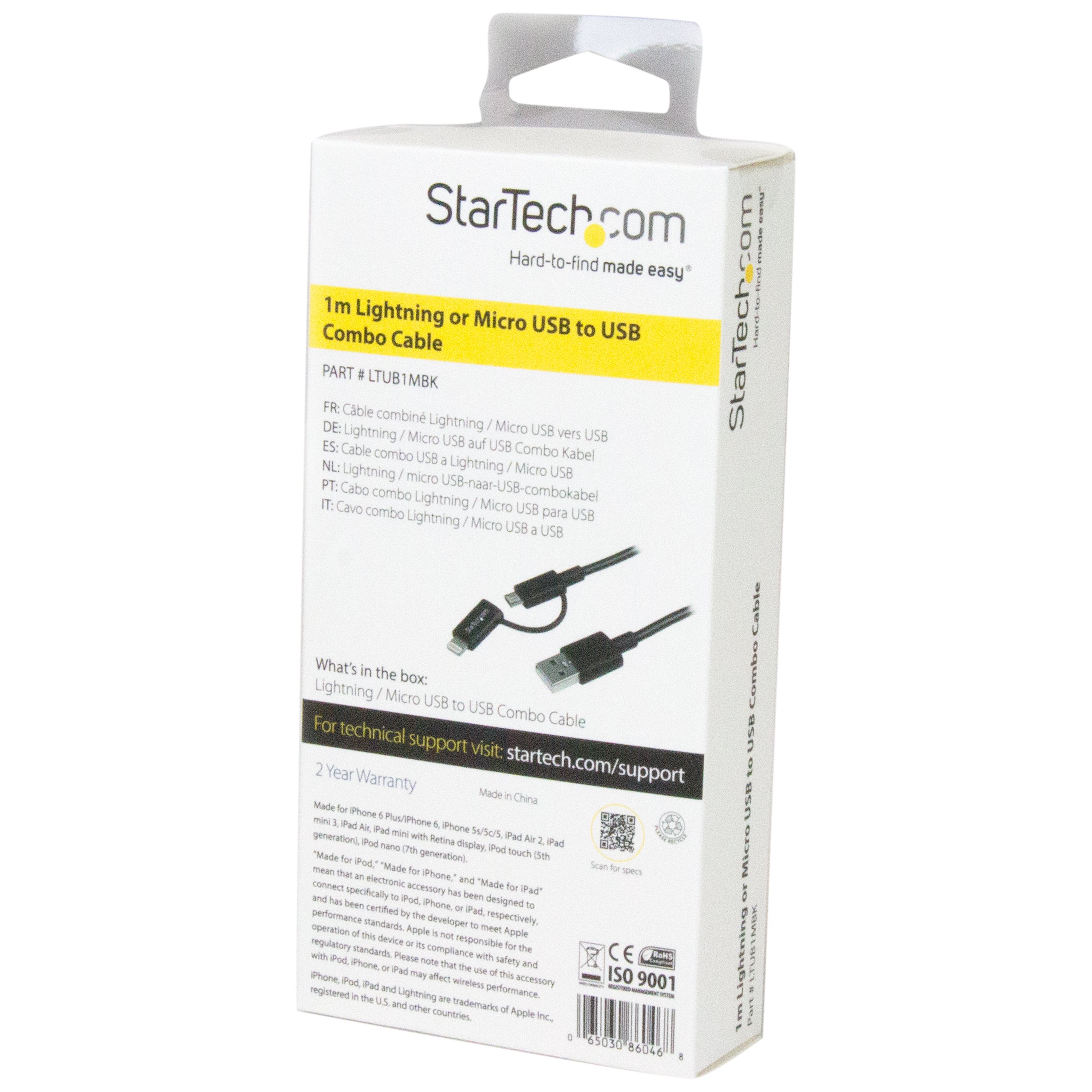 startech-com-c-ble-lightning-8-broches-micro-usb-vers-usb-1-m-noir image 6