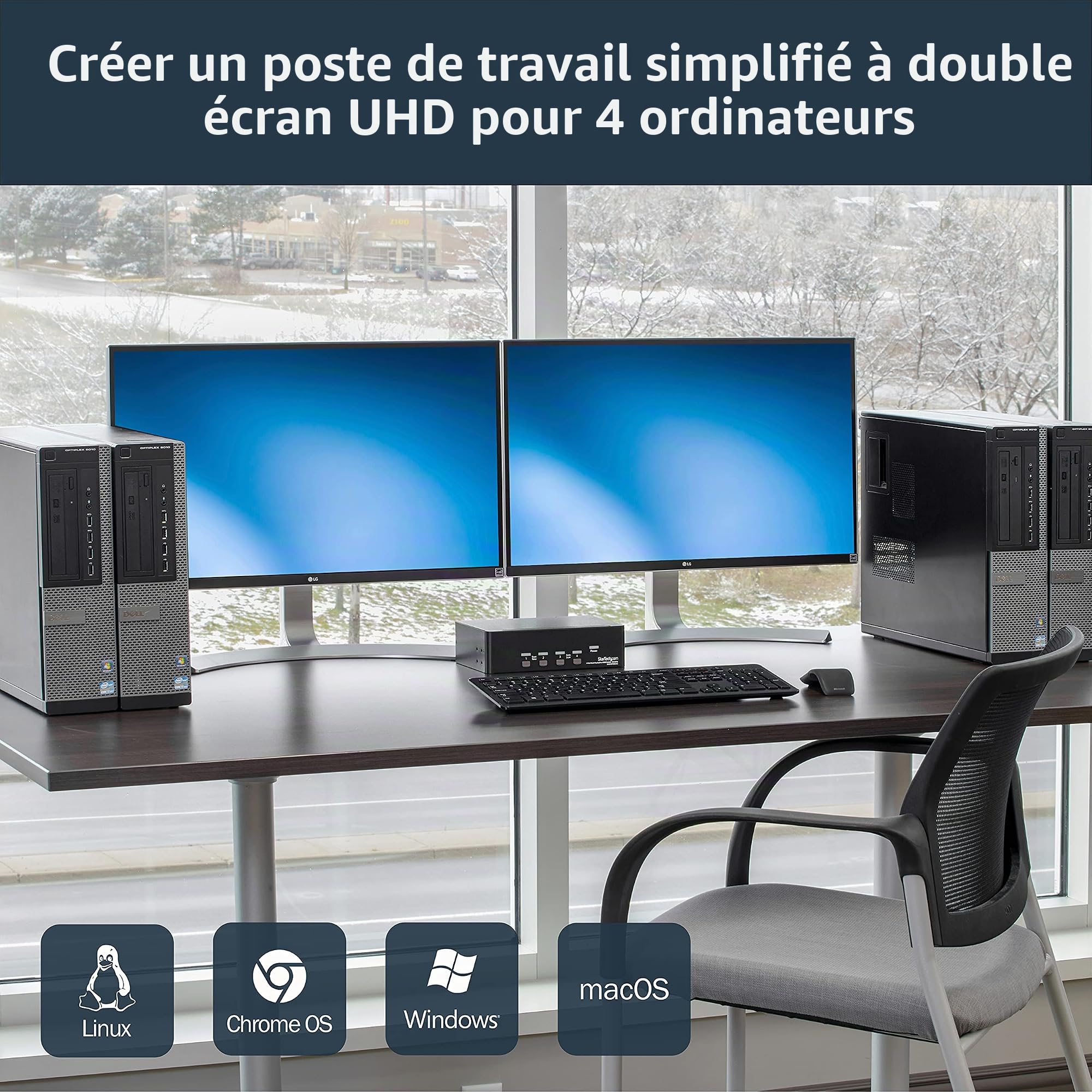 startech-com-switch-kvm-4-ports-double-displayport-4k-60hz-avec-hub-usb image 8