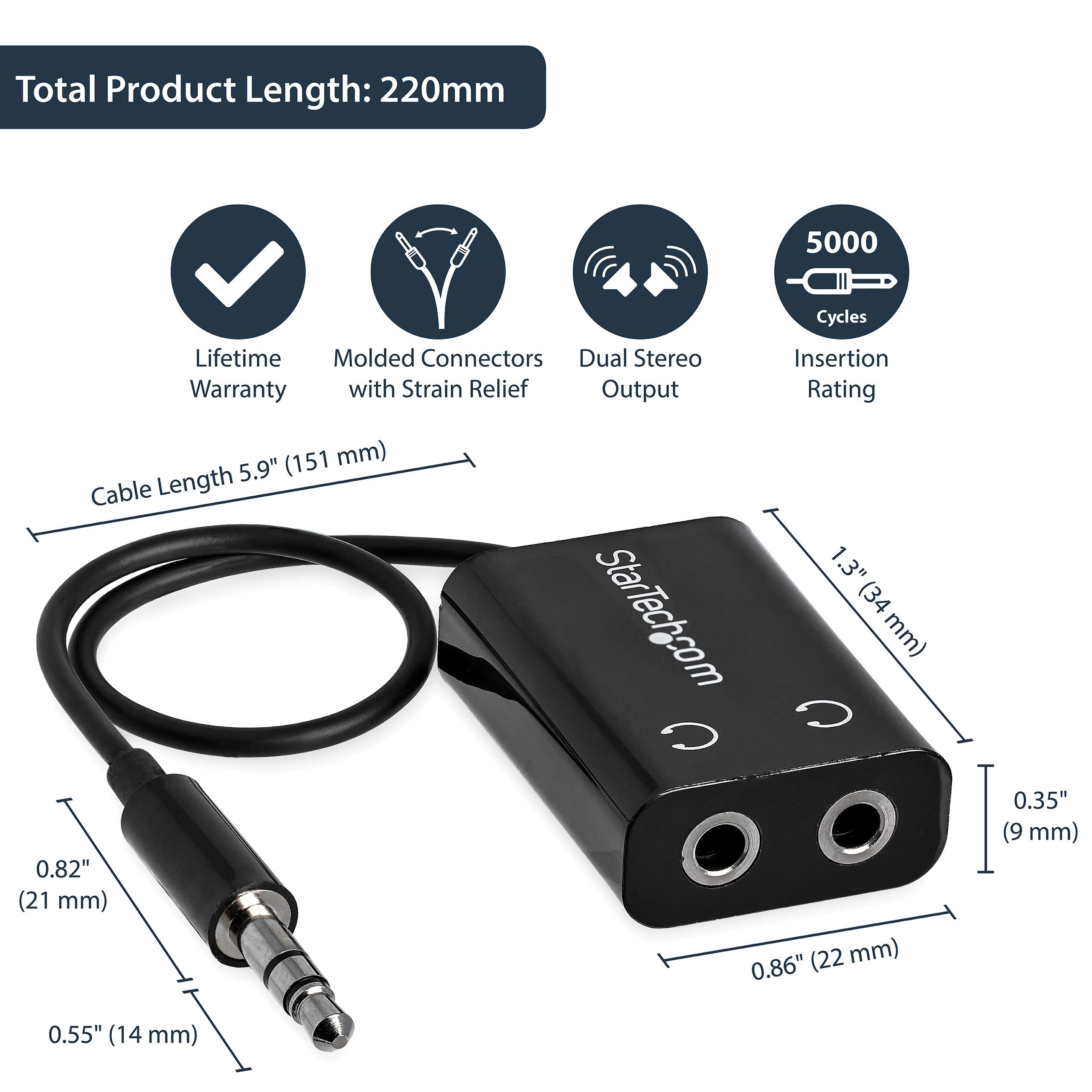 startech-com-muy1mffadp-r-partiteur-audio-slim-3-5-mm-m-le-vers-2x-femelle image 3