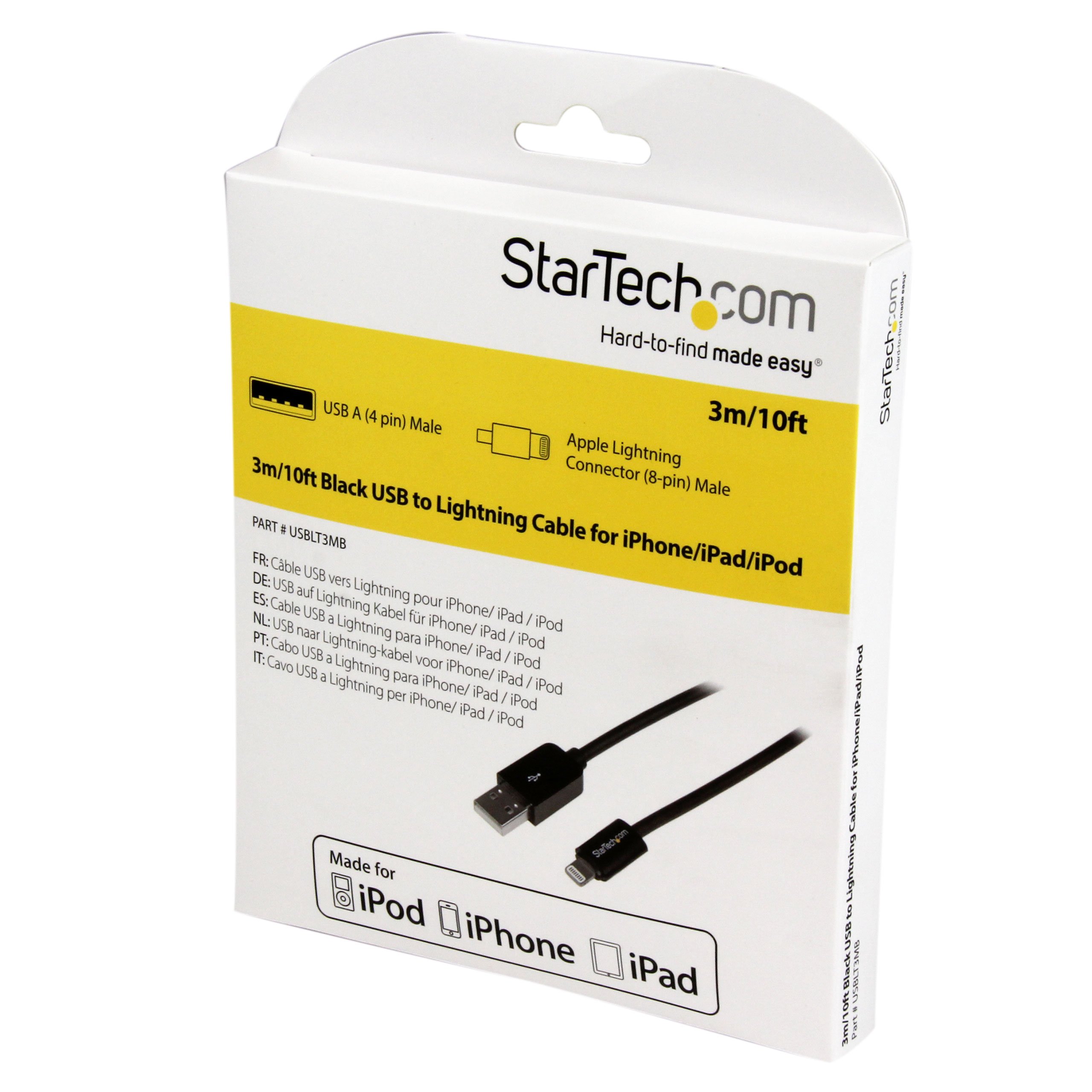 startech-com-usblt3mb-c-ble-usb-a-vers-lightning-3m-noir image 5