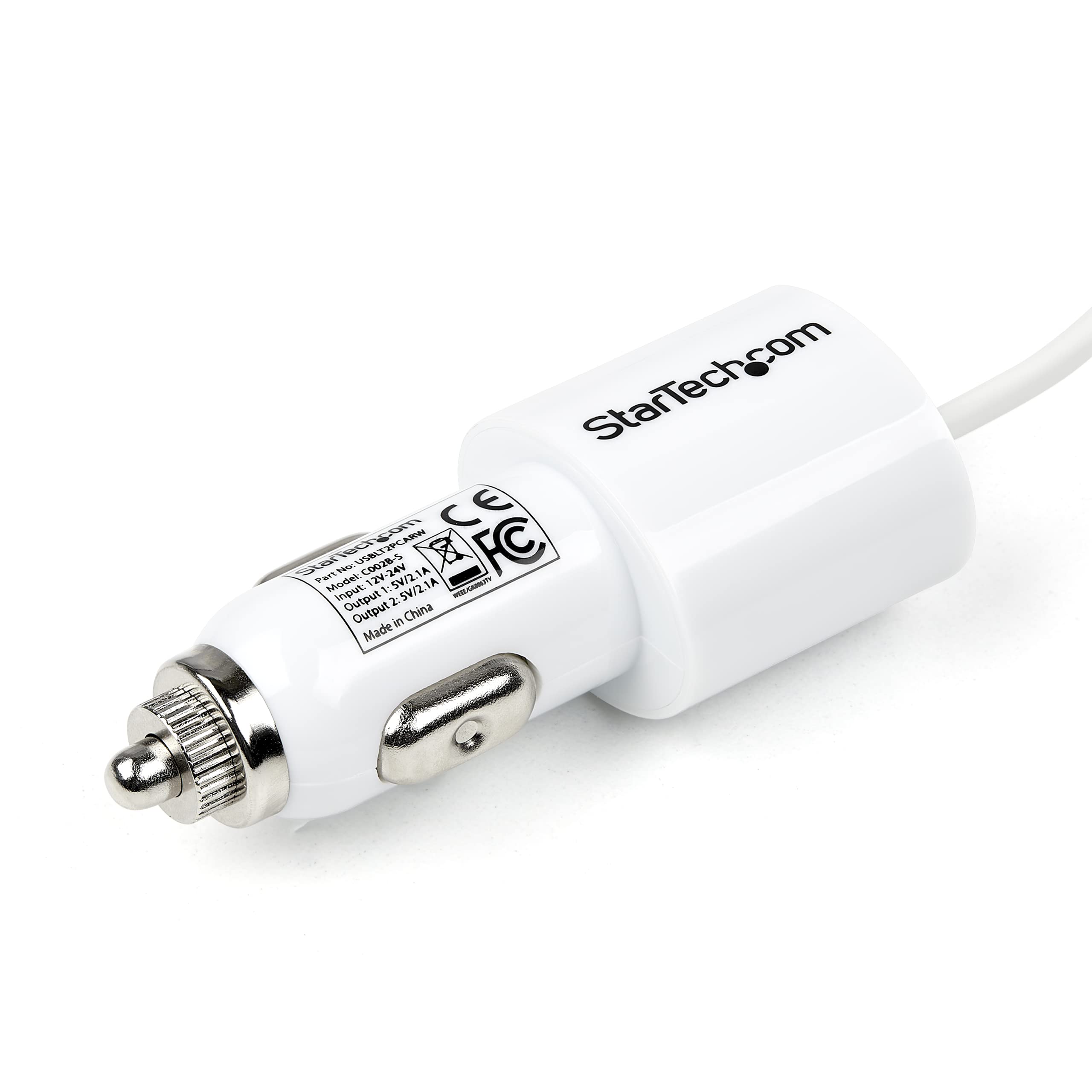 startech-com-usblt2pcarw-chargeur-voiture-lightning-usb-21w-4-2a-blanc image 2