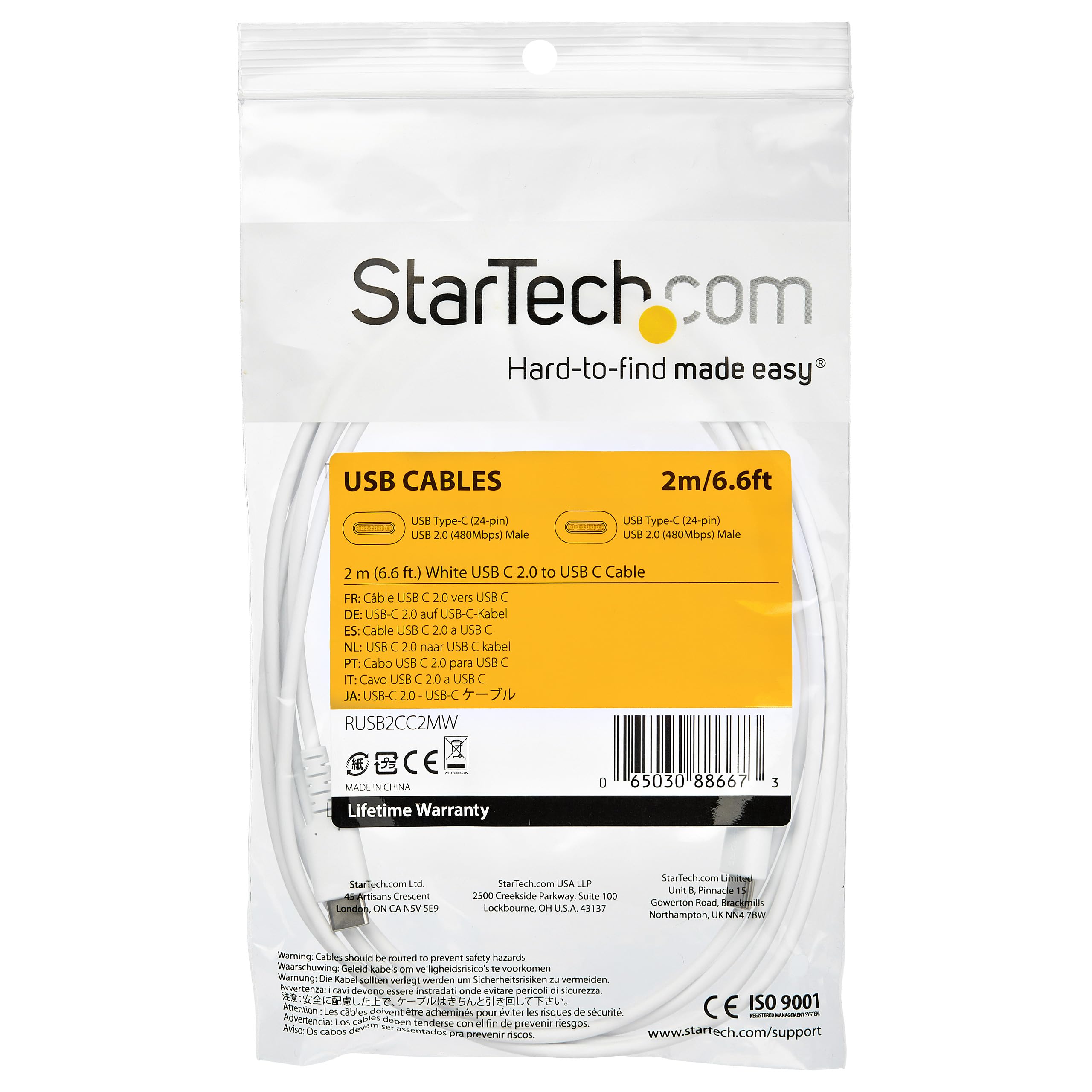 startech-com-c-ble-usb-c-vers-usb-c-2-m-60w-pd-blanc image 5