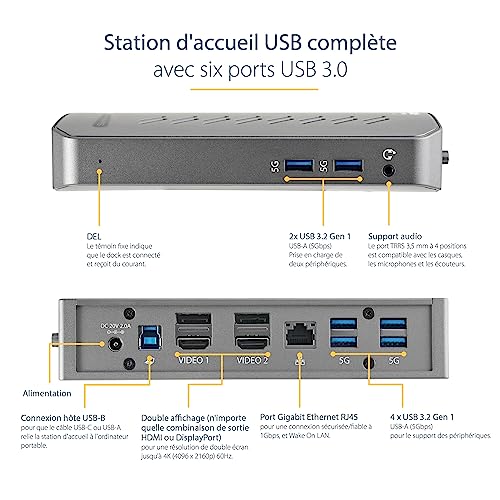 startech-com-dock-hybride-usb-c-usb-a-universel-double-4k-displaylink-hub-6-port image 6