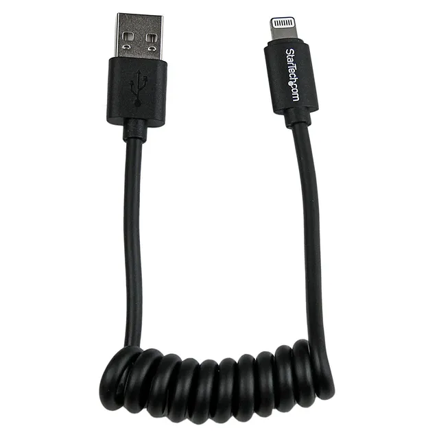 startech-com-c-ble-lightning-vers-usb-spiral-0-3-m-mfi-noir image 1