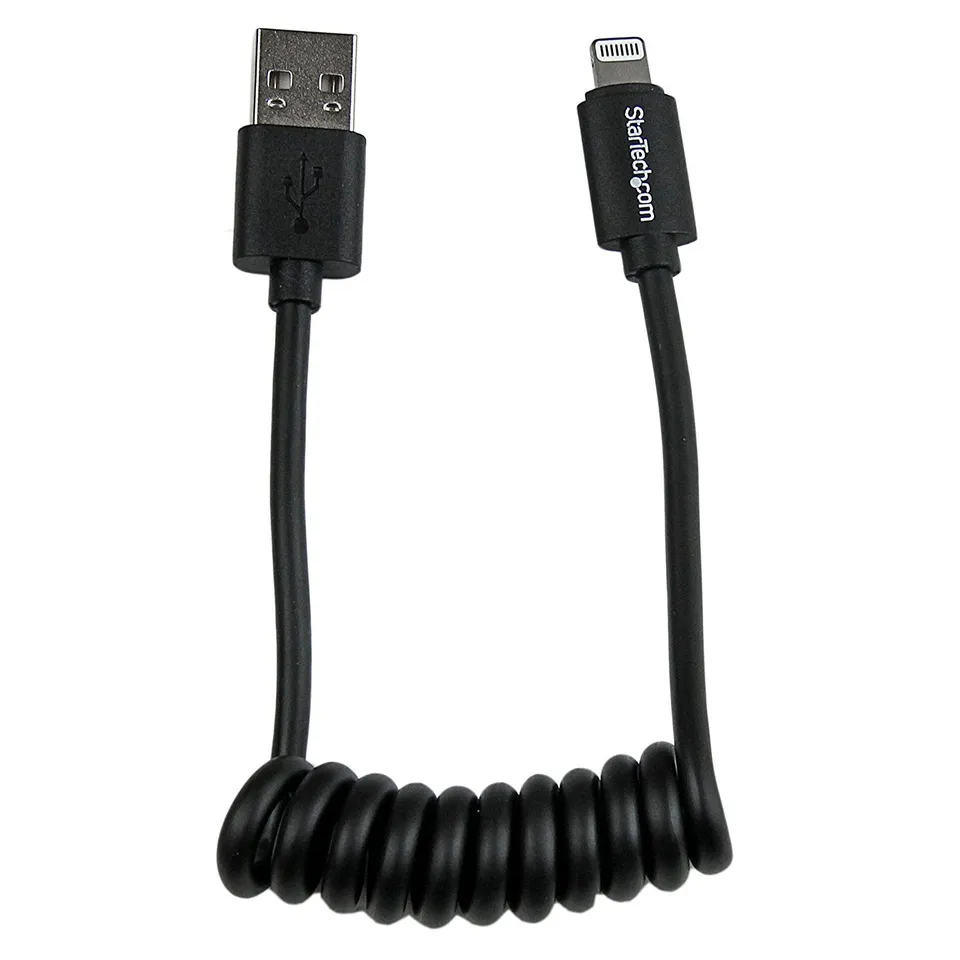 startech-com-c-ble-lightning-vers-usb-spiral-0-3-m-mfi-noir image 1