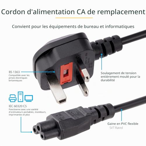 startech-com-pxtnb3suk1m-c-ble-d-alimentation-pc-portable-bs-1363-vers-c5-1-m image 8