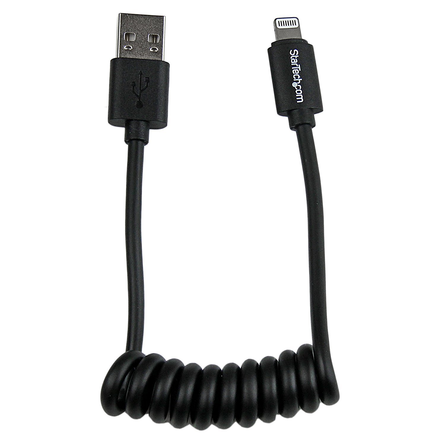 startech-com-c-ble-lightning-vers-usb-spiral-0-3-m-mfi-noir image 1