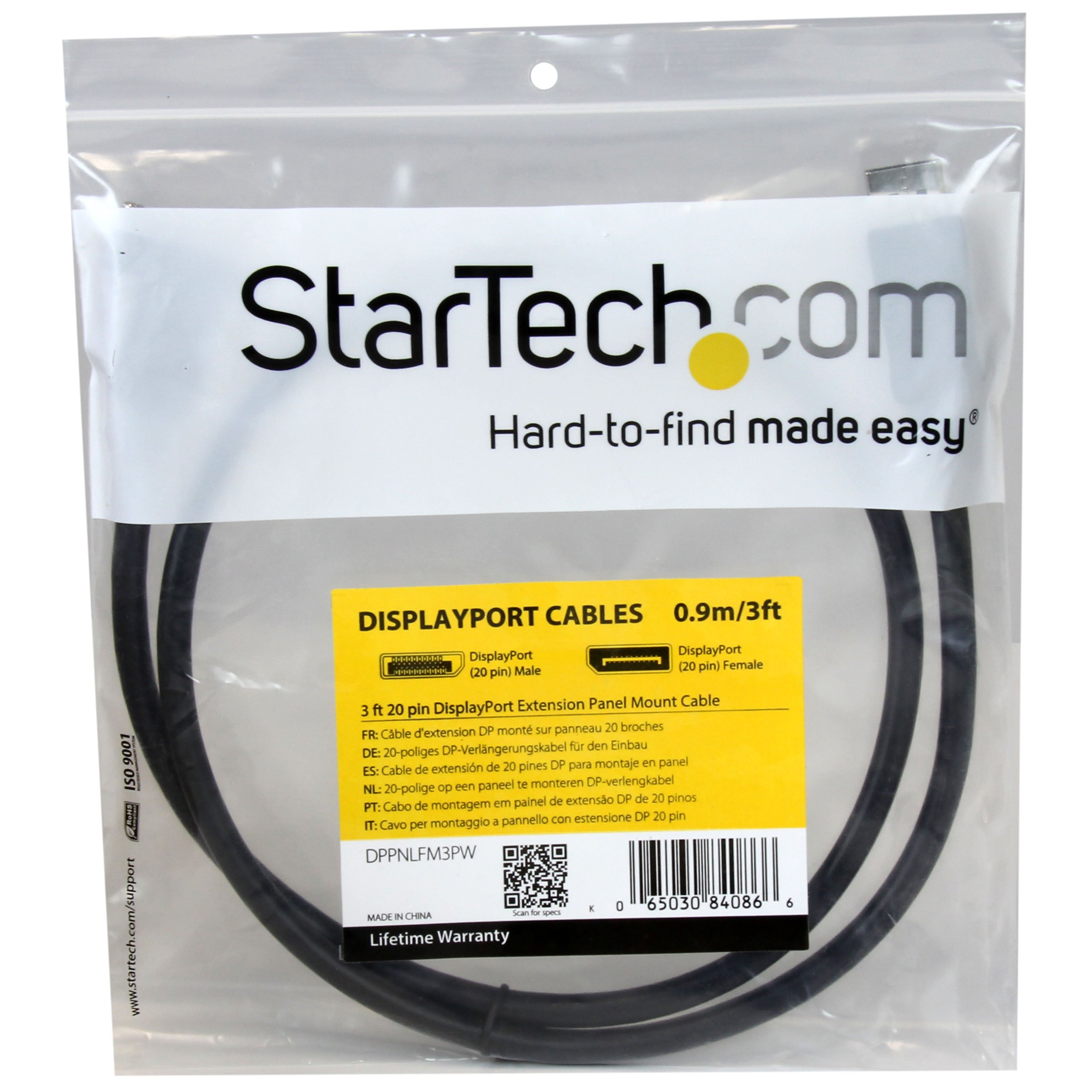 startech-com-c-ble-displayport-montage-sur-panneau-1-m-4k-m-f-blanc image 4