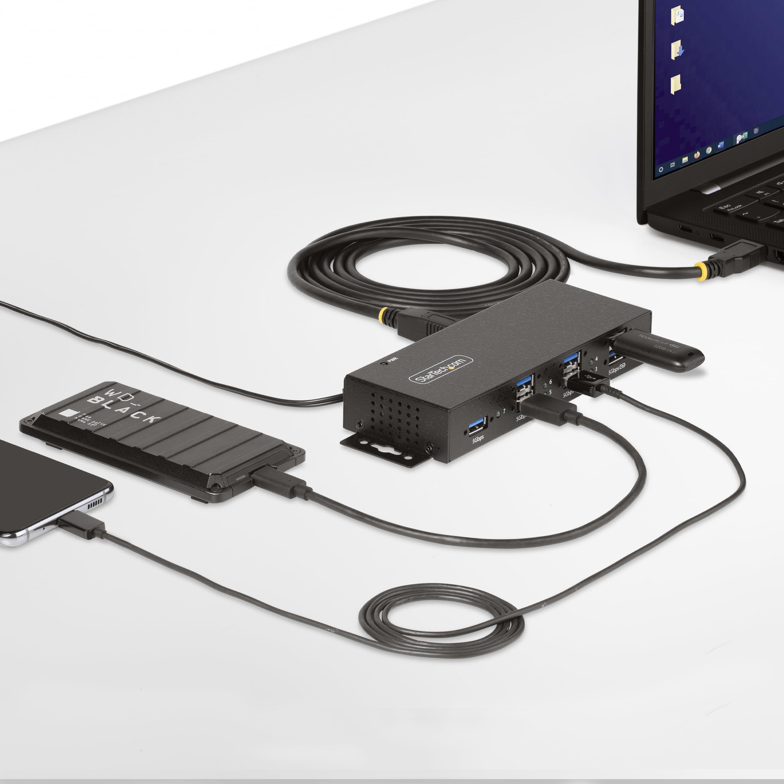startech-com-5g7aindrm-usb-a-hub-hub-usb-7-ports-5gbps-industriel-g-r image 7