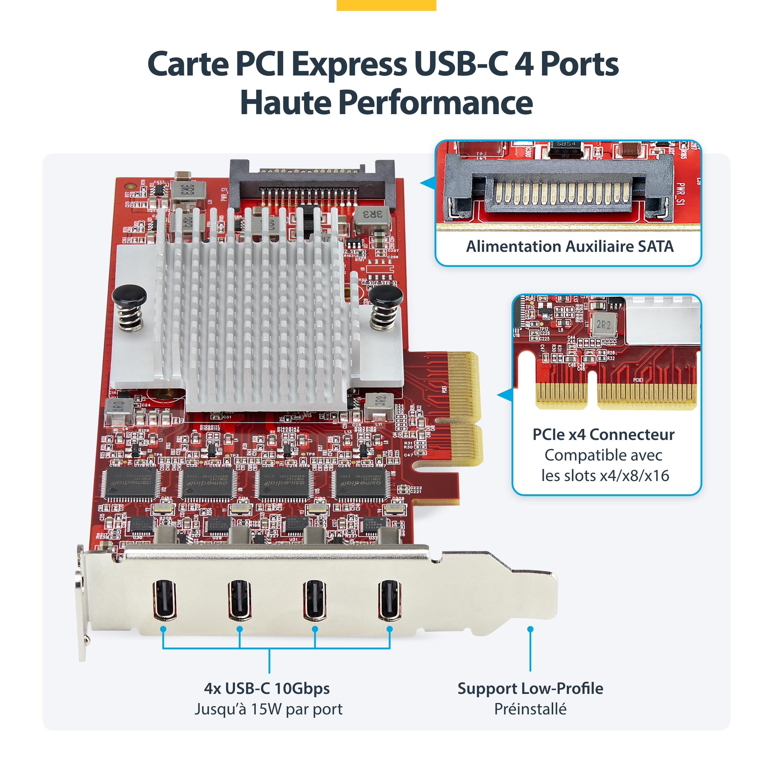 startech-com-p10q4c-usb-card-lp-carte-pcie-4-ports-usb-c-10-gbps-usb-3-2-gen-2 image 4