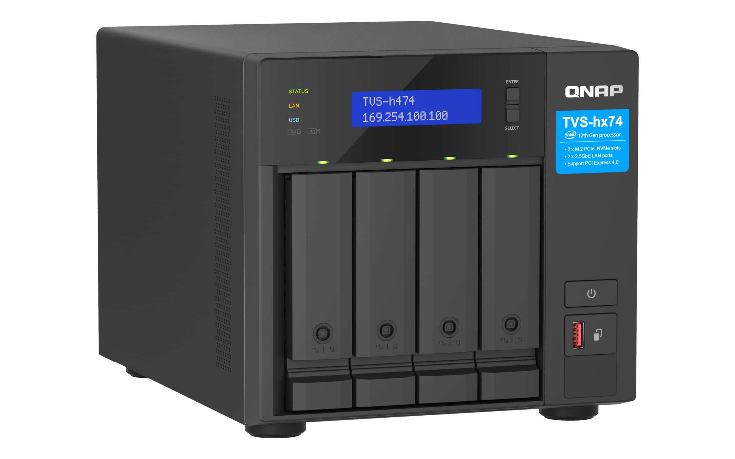 qnap-tvs-h474-pt-8g-serveur-nas-tour-4-baies-intel-pentium-gold-g7400 image 2